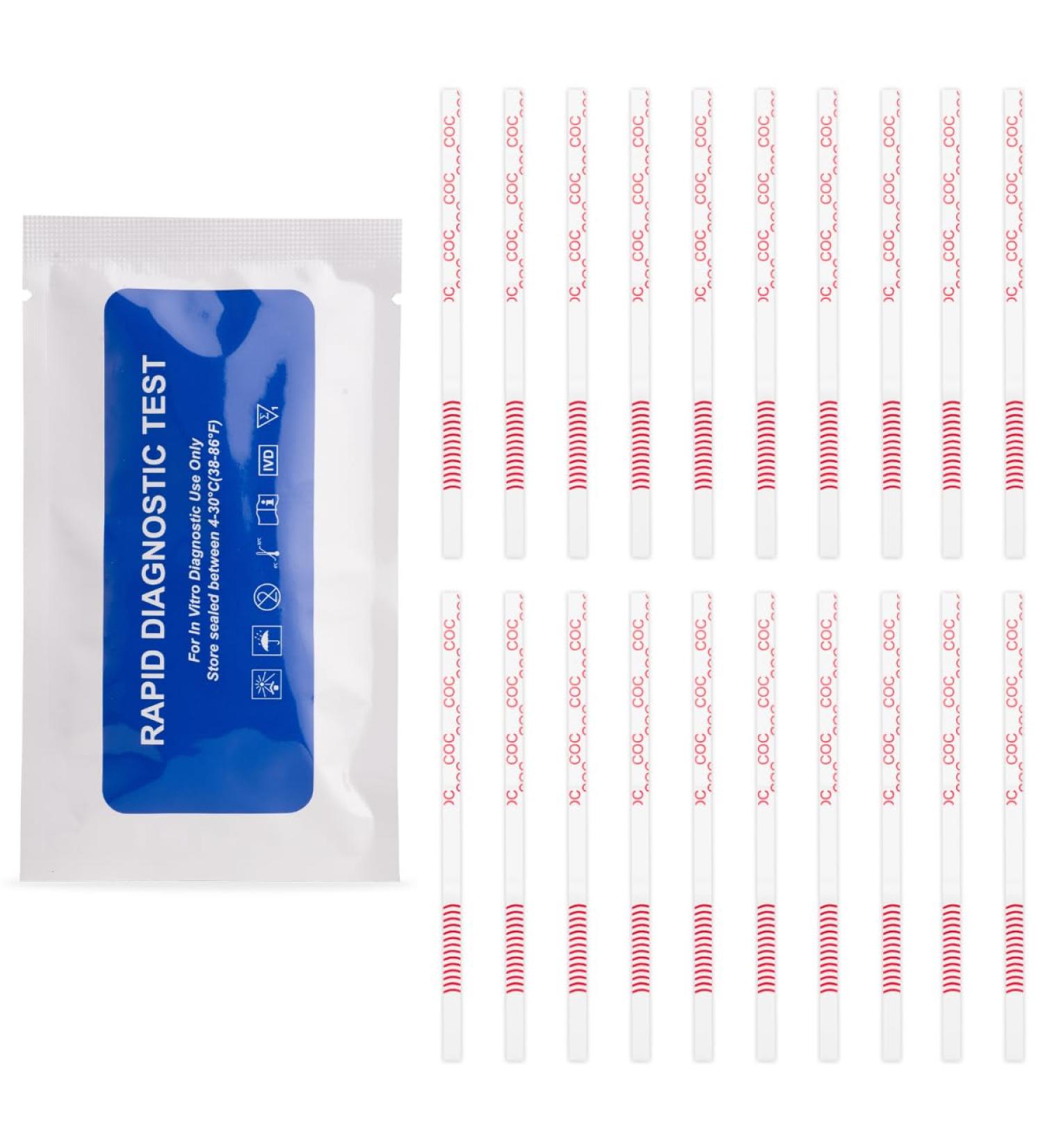 Cocaine Drug Test Strips - 20 Pack | Home Urine Testing Kit for Cocaine & Crack | Instant Results - Buy Online on GoSupps.com