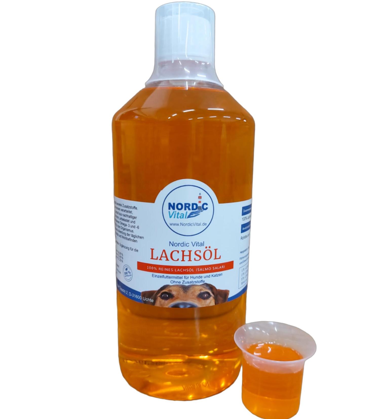 Nordicvital Salmon Oil for Dogs & Cats | 100% Premium Quality Omega 3-6-9 Fish Oil (1L) - Pure Natural BARF Oil - Buy Online on GoSupps.com