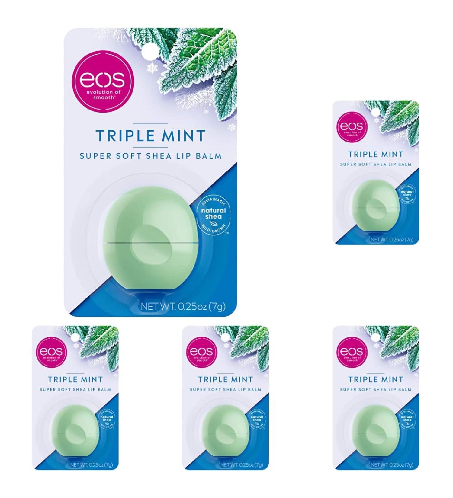 eos Super Soft Shea Sphere Lip Balm - Triple Mint 0.25 oz (Pack of 5) | Hydrating and Moisturizing Formula with Sustainably-Sourced Ingredients - Buy Online on GoSupps.com