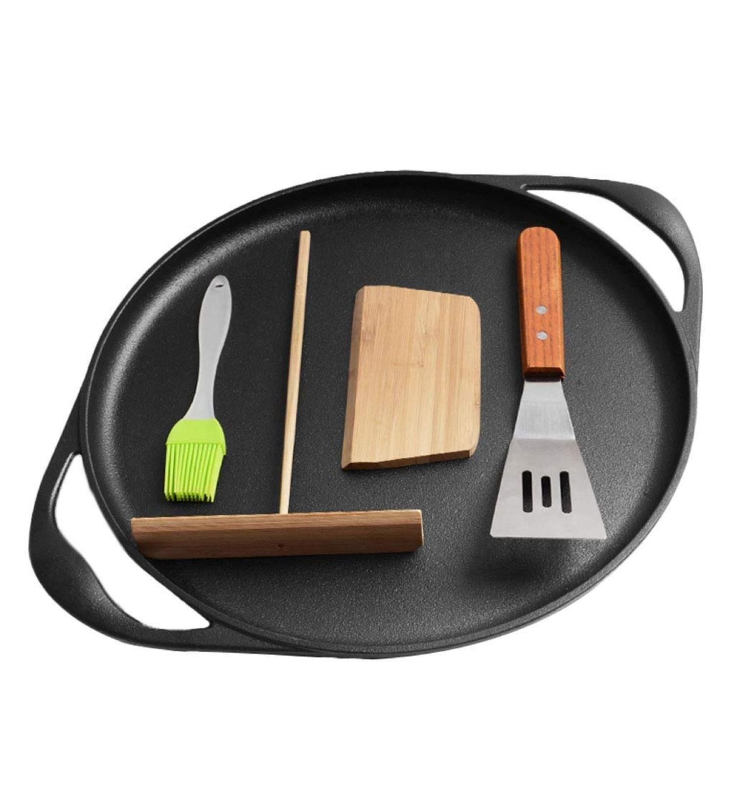 Saucepan Frying Pan 35cm Nonstick Cast Iron Pancake Maker Round Frying Pan with Accessories with 2 Handles Induction Pot Nonstick Metal Utensil Saucepan Frying Pan Interesting - Buy Online on GoSupps.com