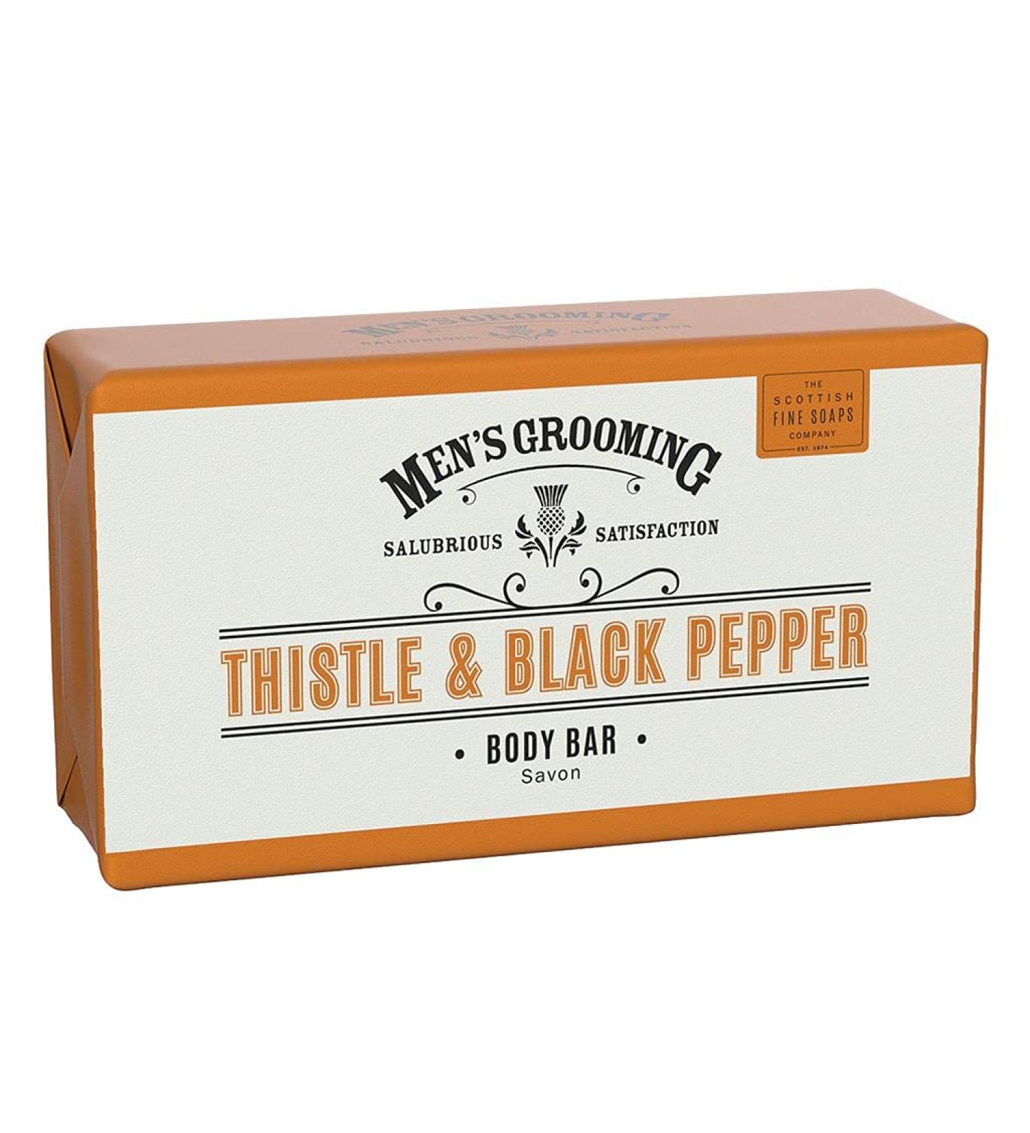 Scottish Fine Soaps - Mens Groomimg - Thistle & Black Pepper Body Bar 220g - Buy Online on GoSupps.com