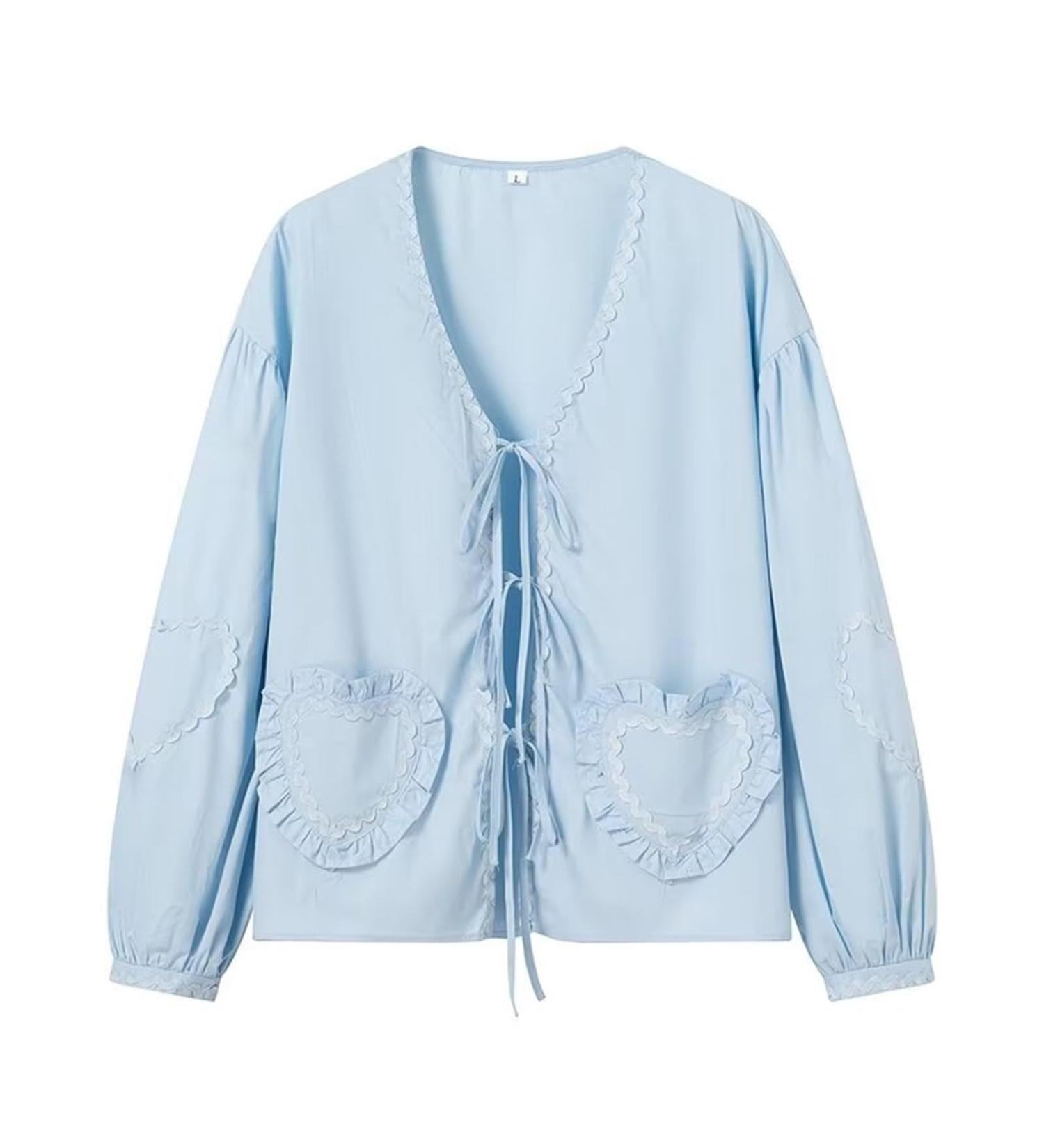 biJerou Women's V-Neck Long Sleeve Checked Blouse - Casual Baggy Top in Old Pink & Light Blue - Buy Online on GoSupps.com