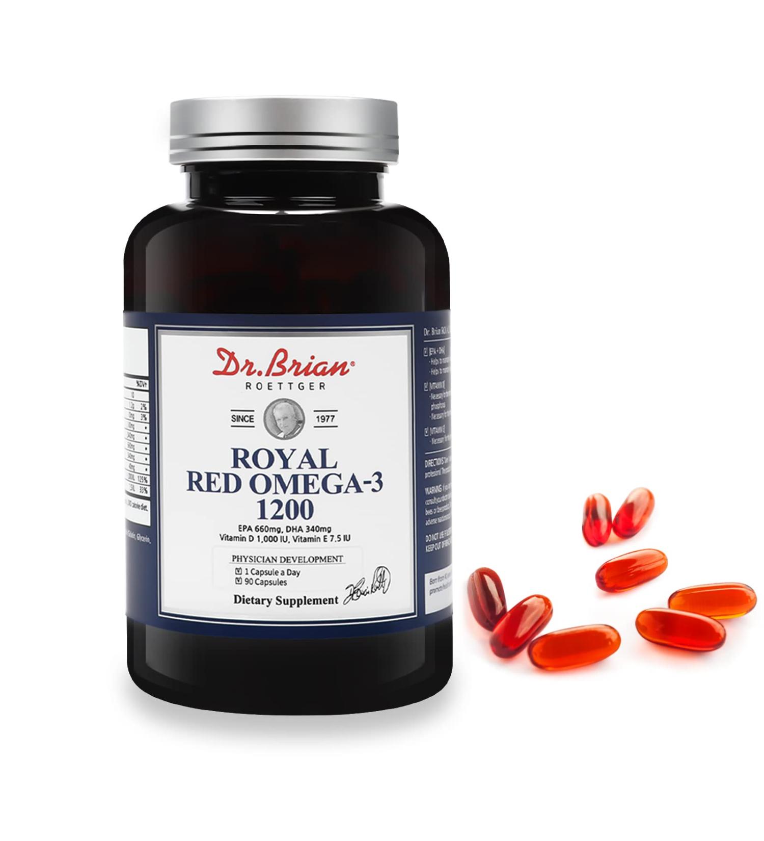 Dr. Brian Royal Red Omega 3 1200, Fish Oil Supplement with EPA and DHA Omega3 Fish Oil Contain Vitamin D,E Omega-3 Support for Physical Health - 90 Soft Gels 1200mg 1 Count (Pack of 90) - Buy Online on GoSupps.com