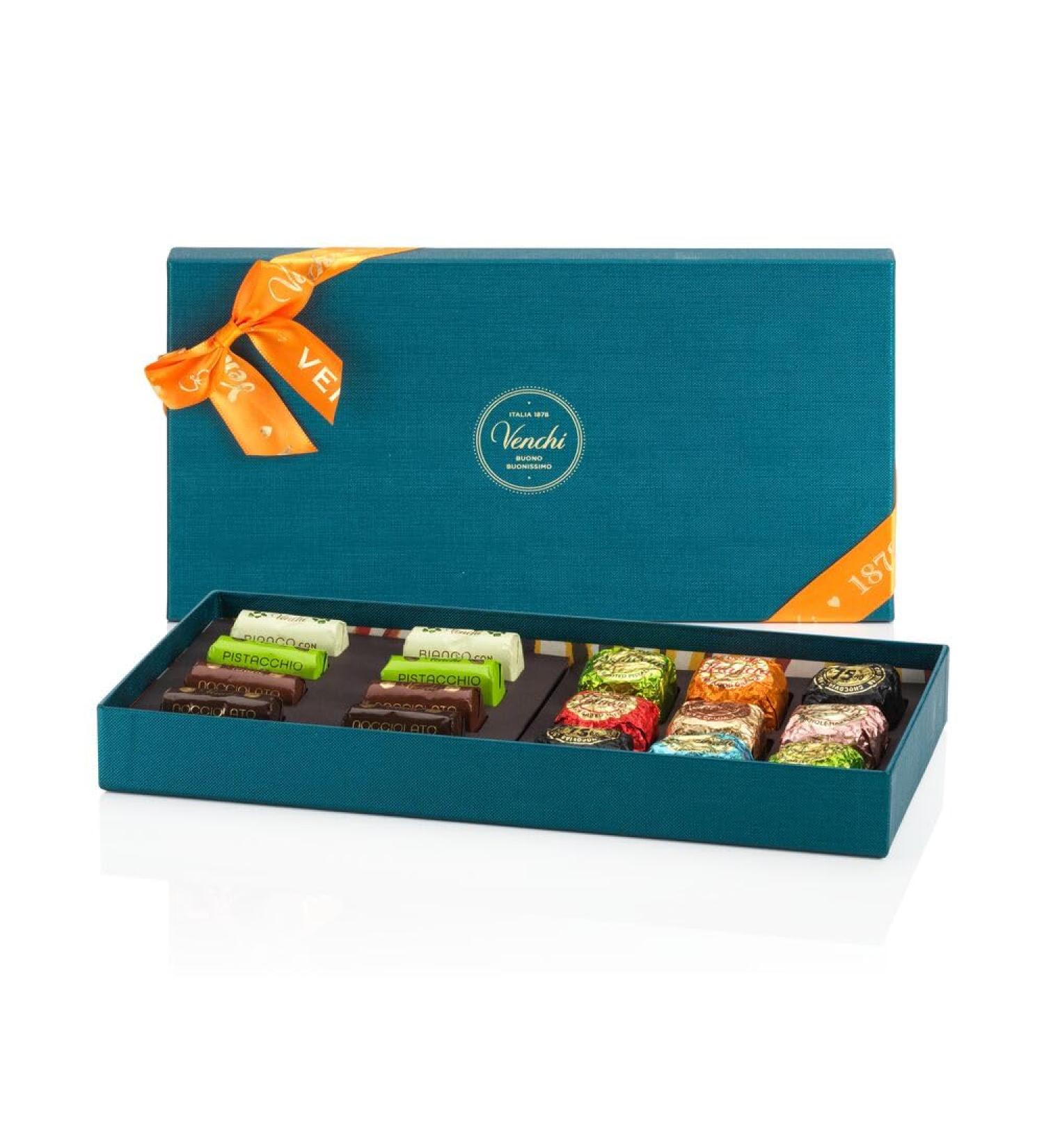 Venchi - Murrine Collection - Blue box with assortment of Mini Lingots & Chocoviar 294 g - with Piedmont Hazelnuts PGI - Gluten free - Gift idea - Buy Online on GoSupps.com