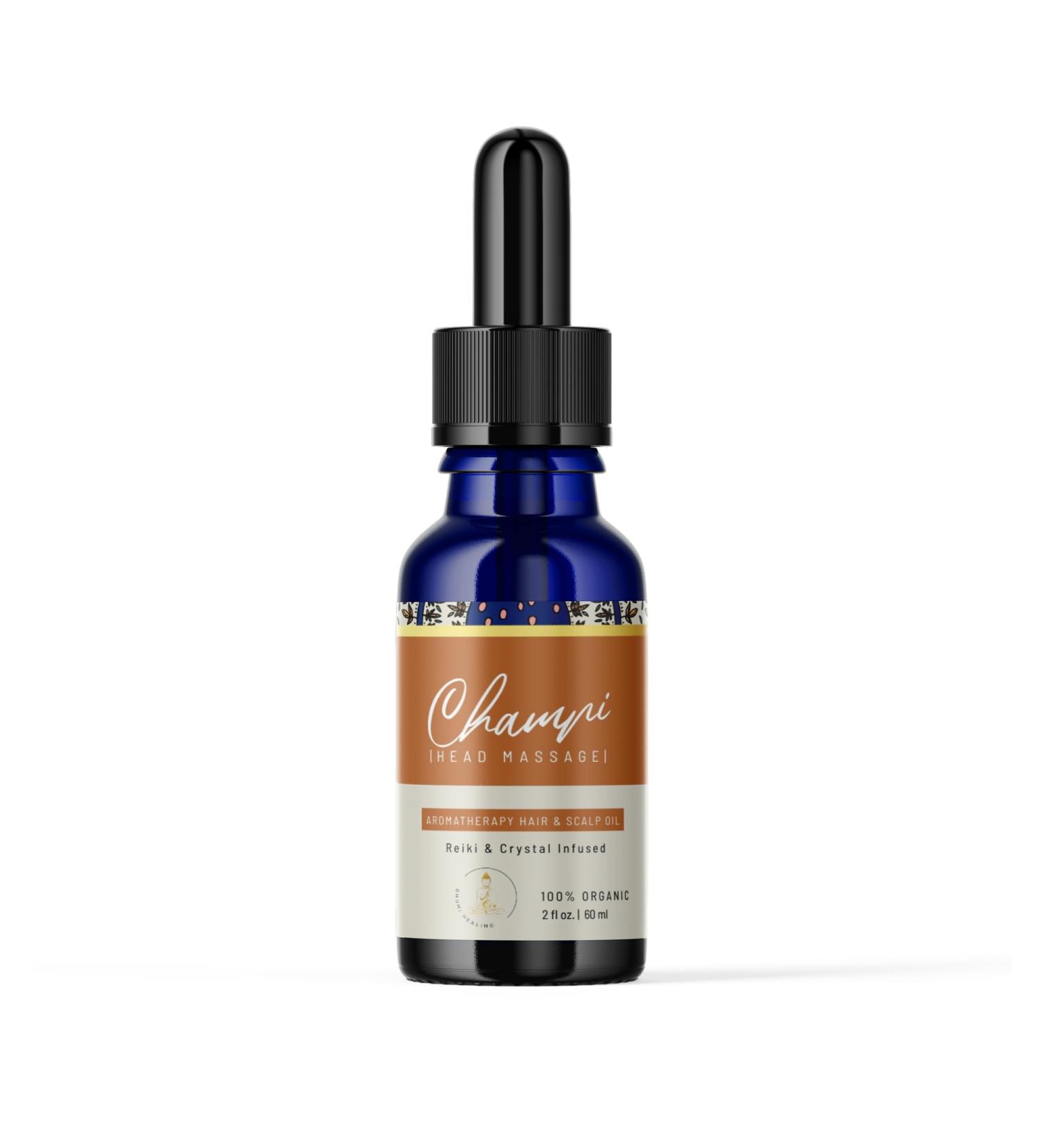 Champi Organic Scalp & Hair Oil - Pre Wash Treatment for Itchy Scalp Dandruff Relief Handmade with Organic Essential Oils Reiki Infused Scalp Care - Buy Online on GoSupps.com