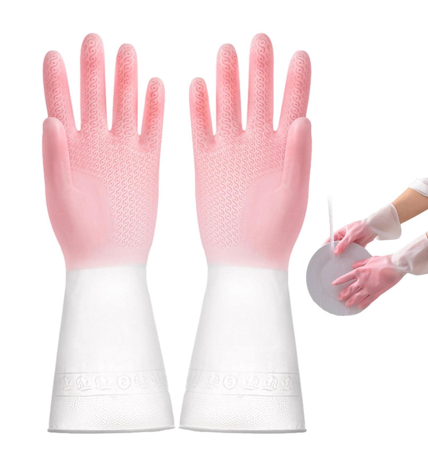 Cleaning Gloves - Dish Washing Gloves Best - Waterproof Kitchen Dishwashing Gloves Household Cleaning Gloves for Washing Cleaning Working Painting Pink - Buy Online on GoSupps.com