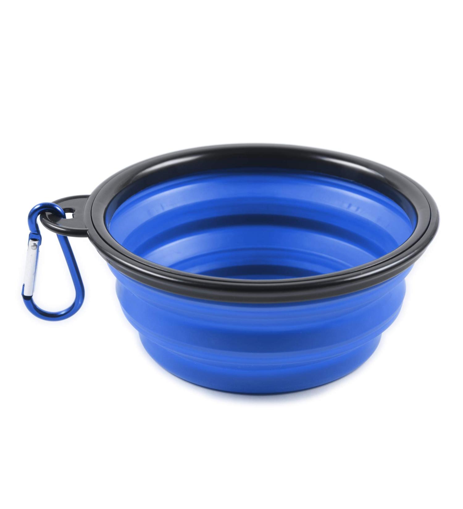 PhoneNatic Foldable Silicone Dog Bowl - Travel Bowl for Dogs & Cats 350ml Blue with Carabiner | Small (S) - Buy Online on GoSupps.com