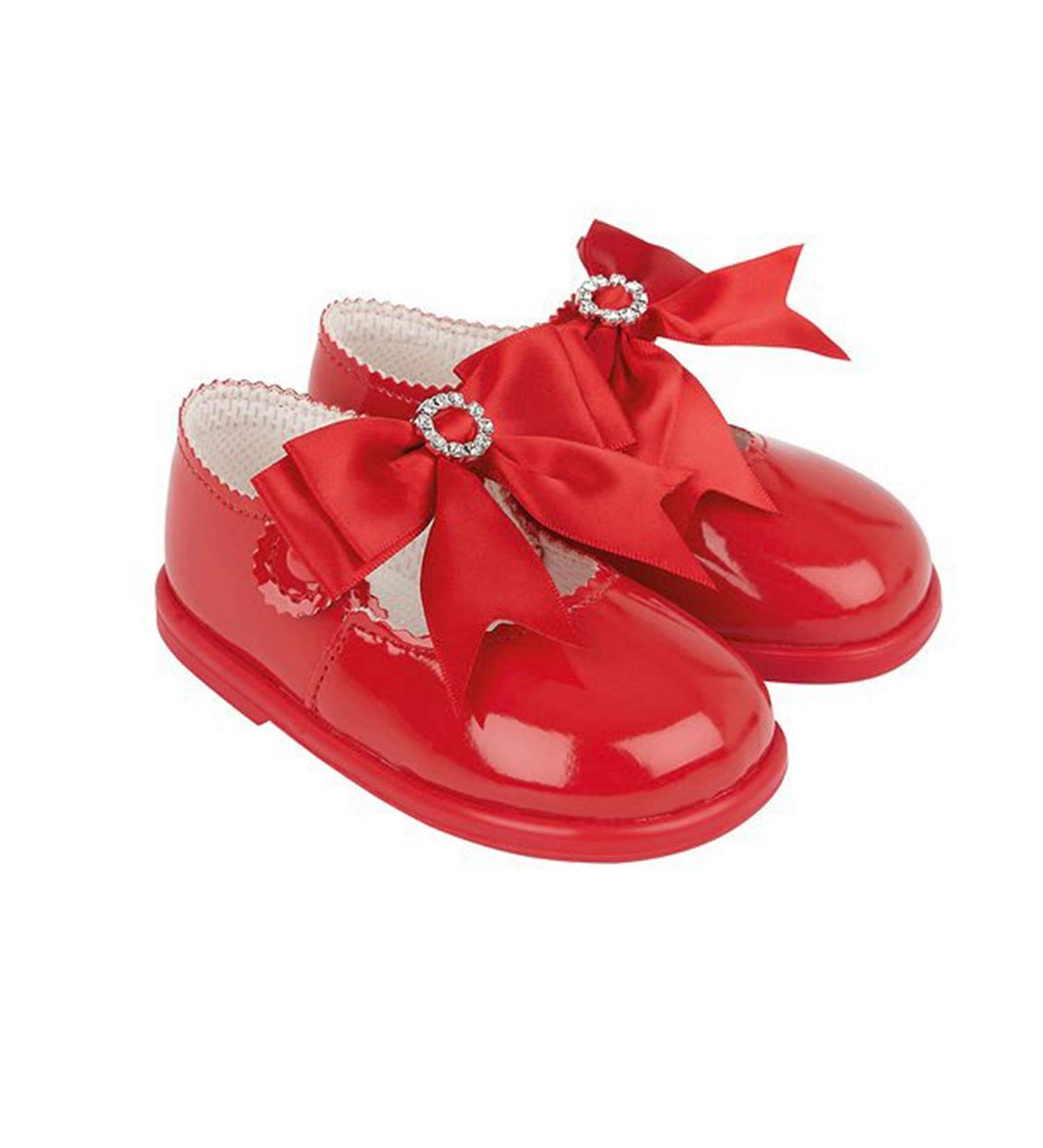 Early Days Baypods H035 First Walker Baby Shoes with Large Bow - Red Patent, Size 2 UK - Soft Faux Leather - Handmade in England - Buy Online on GoSupps.com