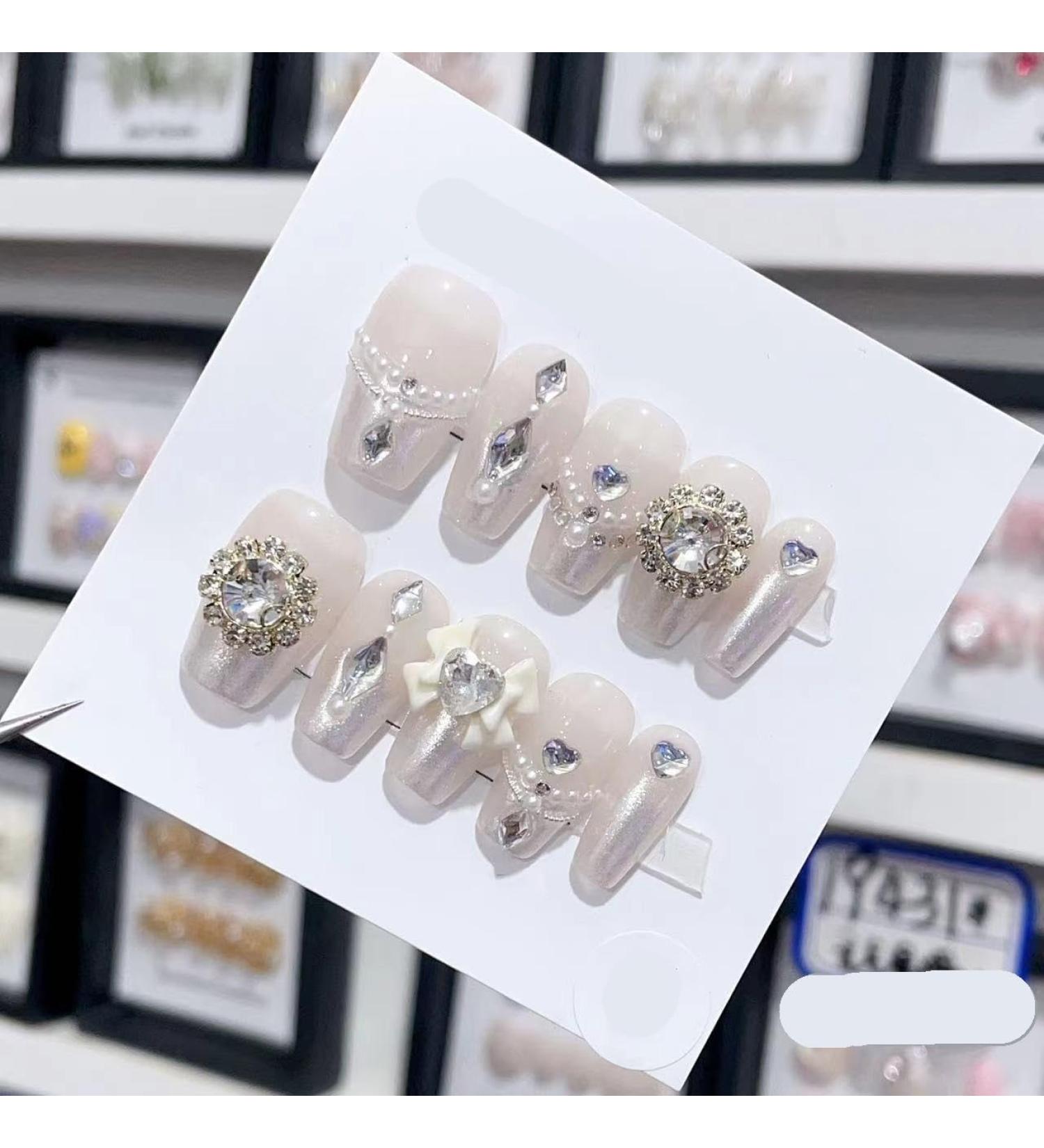 Removable and wearable nail art French Almond Ombre Handmade Press On Nails Long Acrylic False Nail Tips InNail (Color : 29139 Size : L) - Buy Online on GoSupps.com