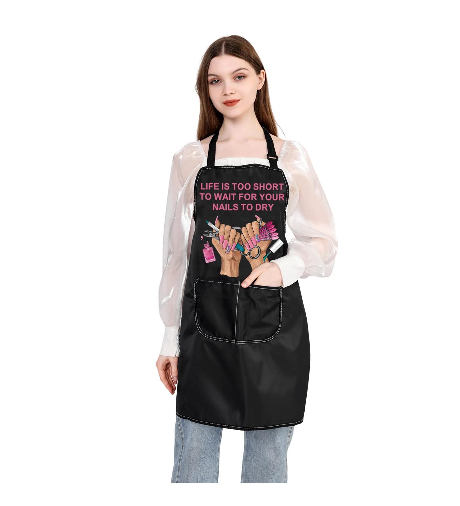 PLITI Nail Tech Apron For Women Life Is Too Short To Wait For Your Nails To Dry Nail Technician Gift Manicurist Gift Wait nails dry APU - Buy Online on GoSupps.com