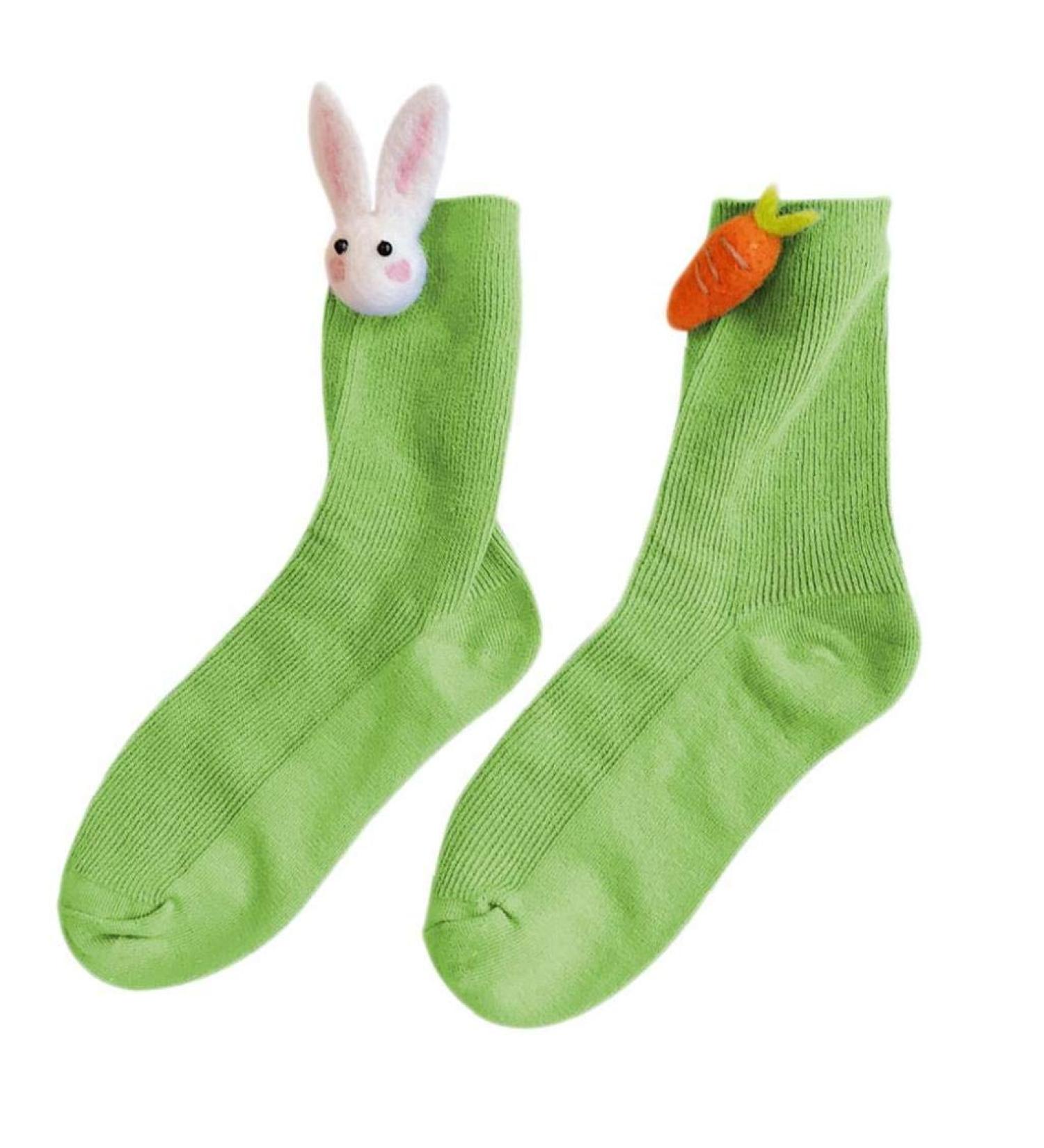 Buy Women's Cartoon Carrot Rabbit Socks - Thick Sports Pile Socks in Green | Shop Internationally! - Buy Online on GoSupps.com