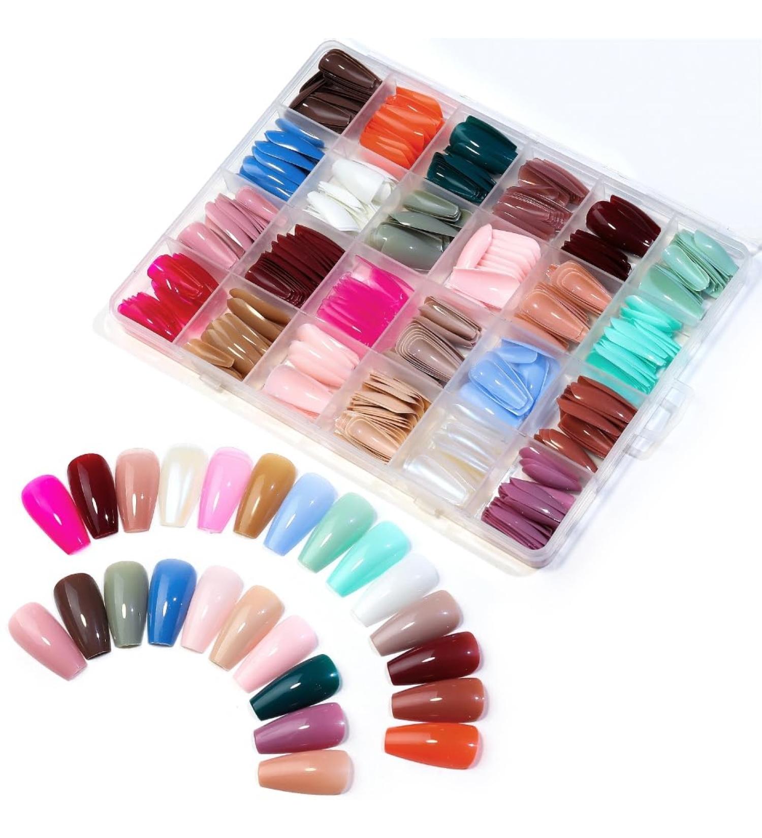 PLCPDM Press On Long 24 Cover Long Fake False Tip Solid Color Glossy False Suit 2 - Buy Online on GoSupps.com