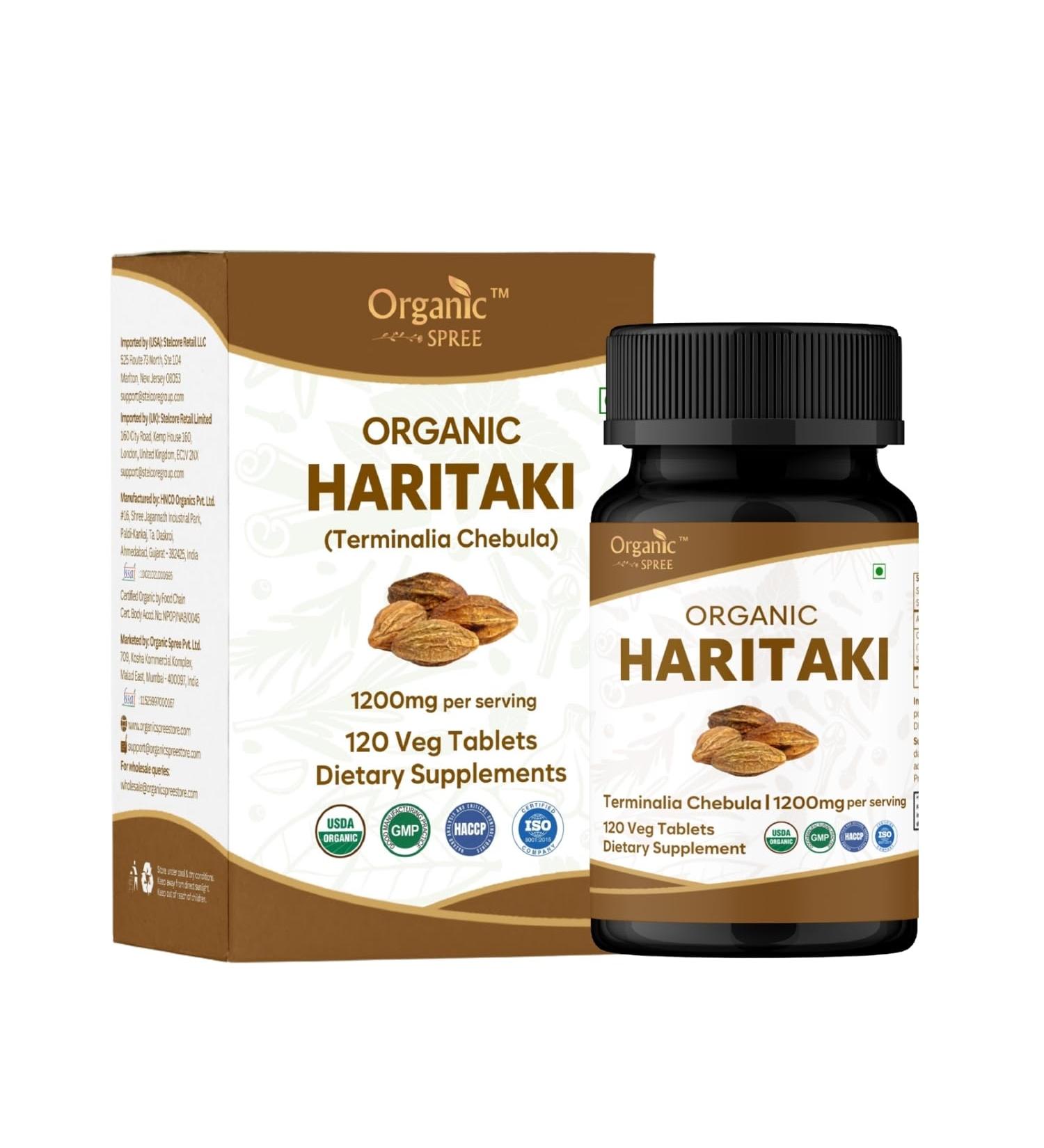 ORGANIC SPREE Haritaki 120 Tablets | Terminalia Chebula (Haritaki) | USDA Organic Certified | Improves Digestion and Detoxification* | Dietary Supplement 120tab - Buy Online on GoSupps.com