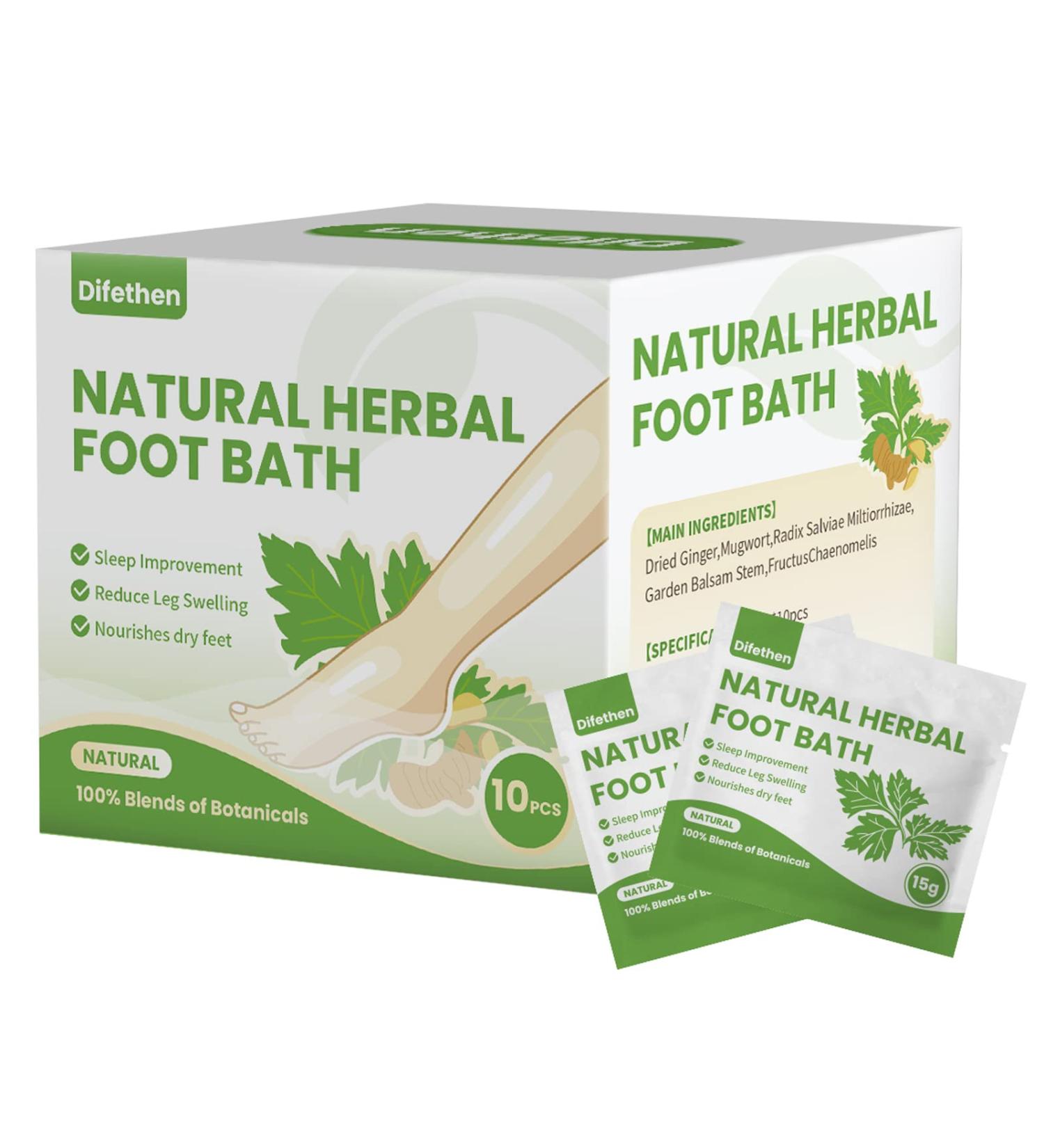 Difethen Natural Mugwort/Wormwood Herbal Foot Soak Bags (10PCS) - Anti-Swelling Foot Spa for Metabolism & Lymphatic Ginger Bath - Foot Care Treatment | 15g/PCS - Buy Online on GoSupps.com