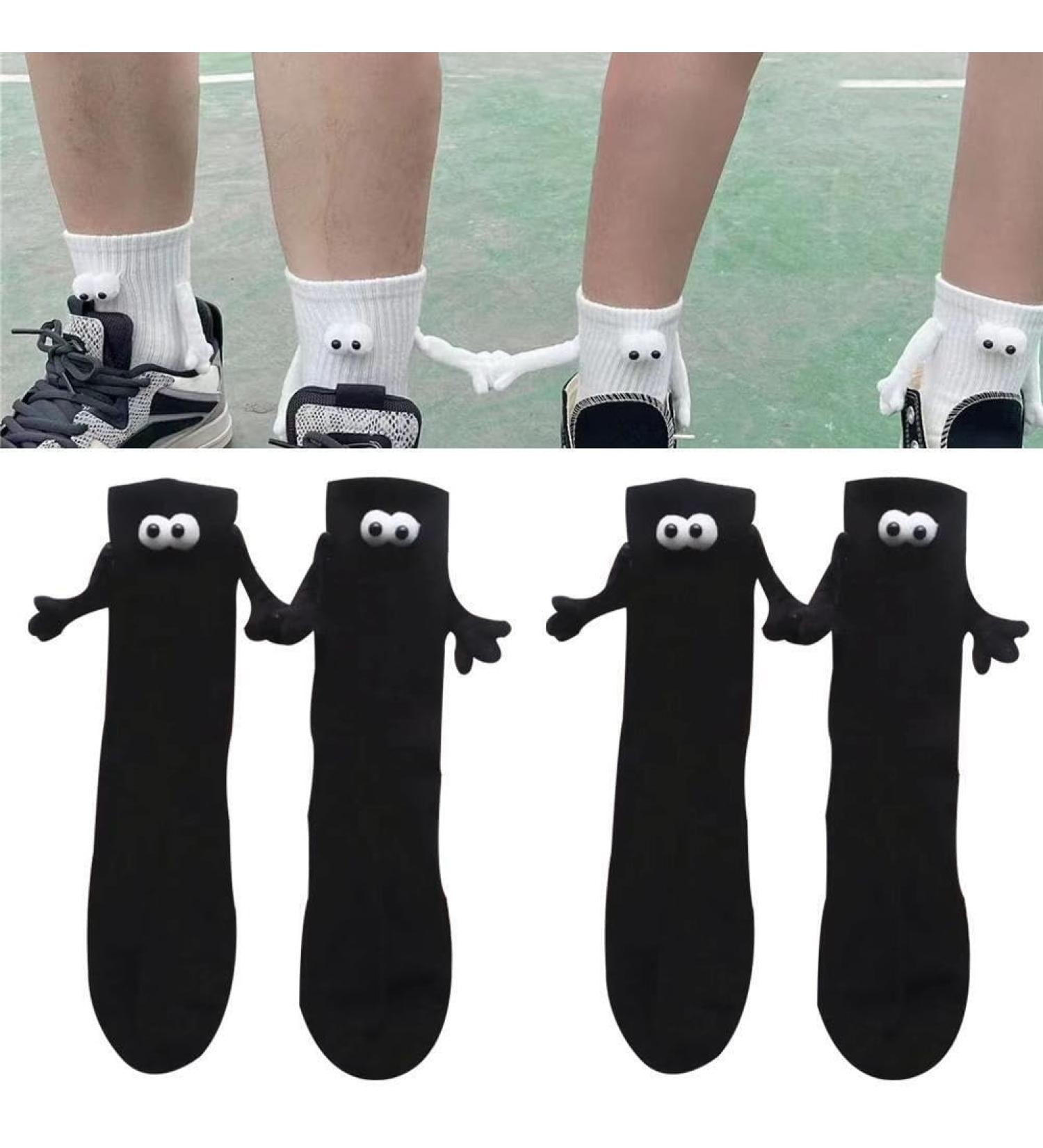 Hiufer Funny Magnetic Suction 3D Couple Socks - Couple Holding Hands - Funny Socks for Women Men - Black - Buy Online on GoSupps.com