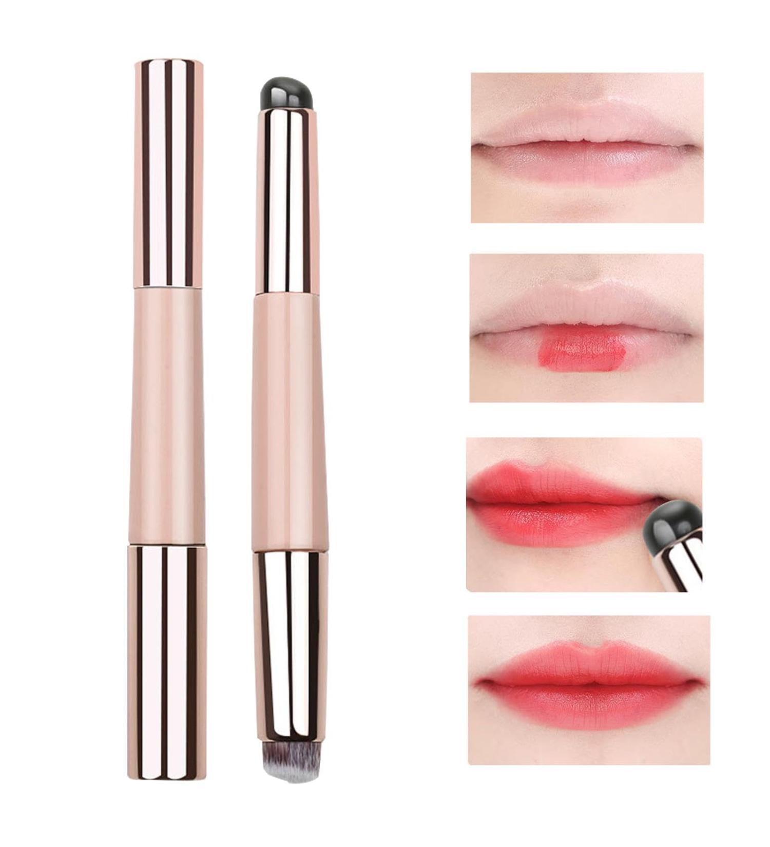 lyanny Lipstick Applicator | Portable Eyeshadow Applicators - Multi-purpose Lipstick Gloss Makeup Brush Tool Soft Double-Head Lip Oil Brush with Lid for Women and Girls Pink - Buy Online on GoSupps.com