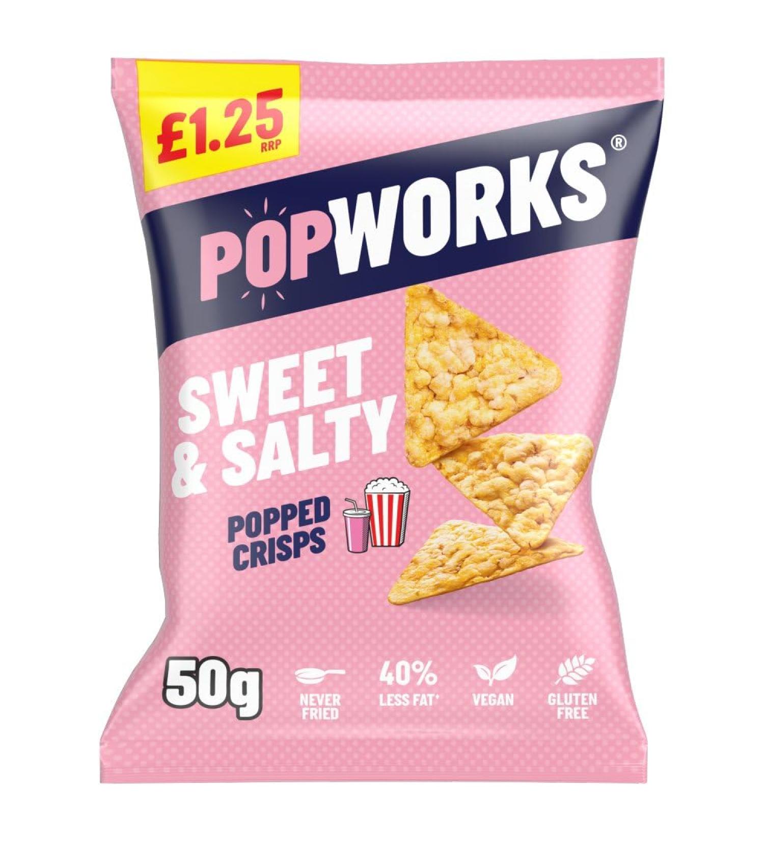 Popworks Popped Crisps Snacks 15x50g Bags (Sweet & Salty)