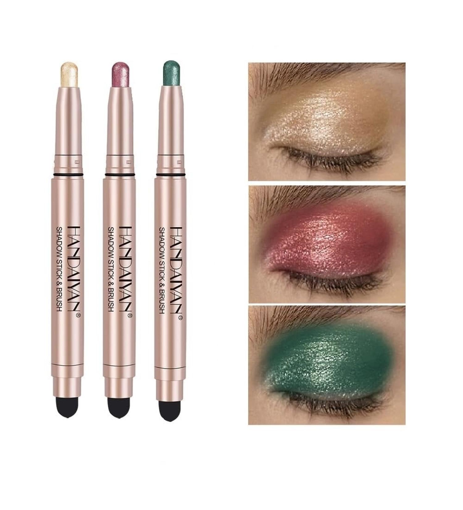  Beliky Girl 3-piece eyeshadow stick set 2-in-1 eye makeup: smooth cream shimmer eyeshadow pencil waterproof eyeshadow pencil light liner silky eyeshadow highlighter - Buy Online on GoSupps.com