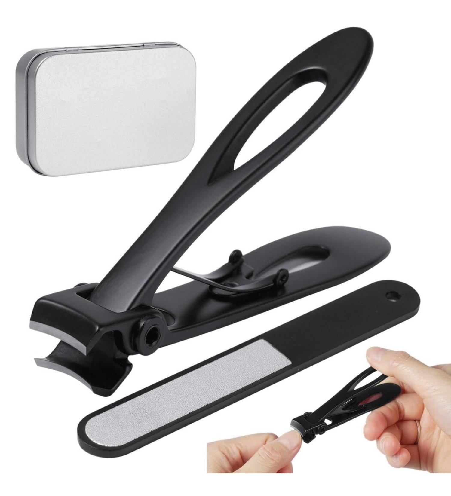 BOSREROY Toenail Cutter with 0.6 Jaw Heavy Duty Stainless Steel Large Nail Trimmer with File Fingernail Clipper in Tin Box for Men and Women - Buy Online on GoSupps.com