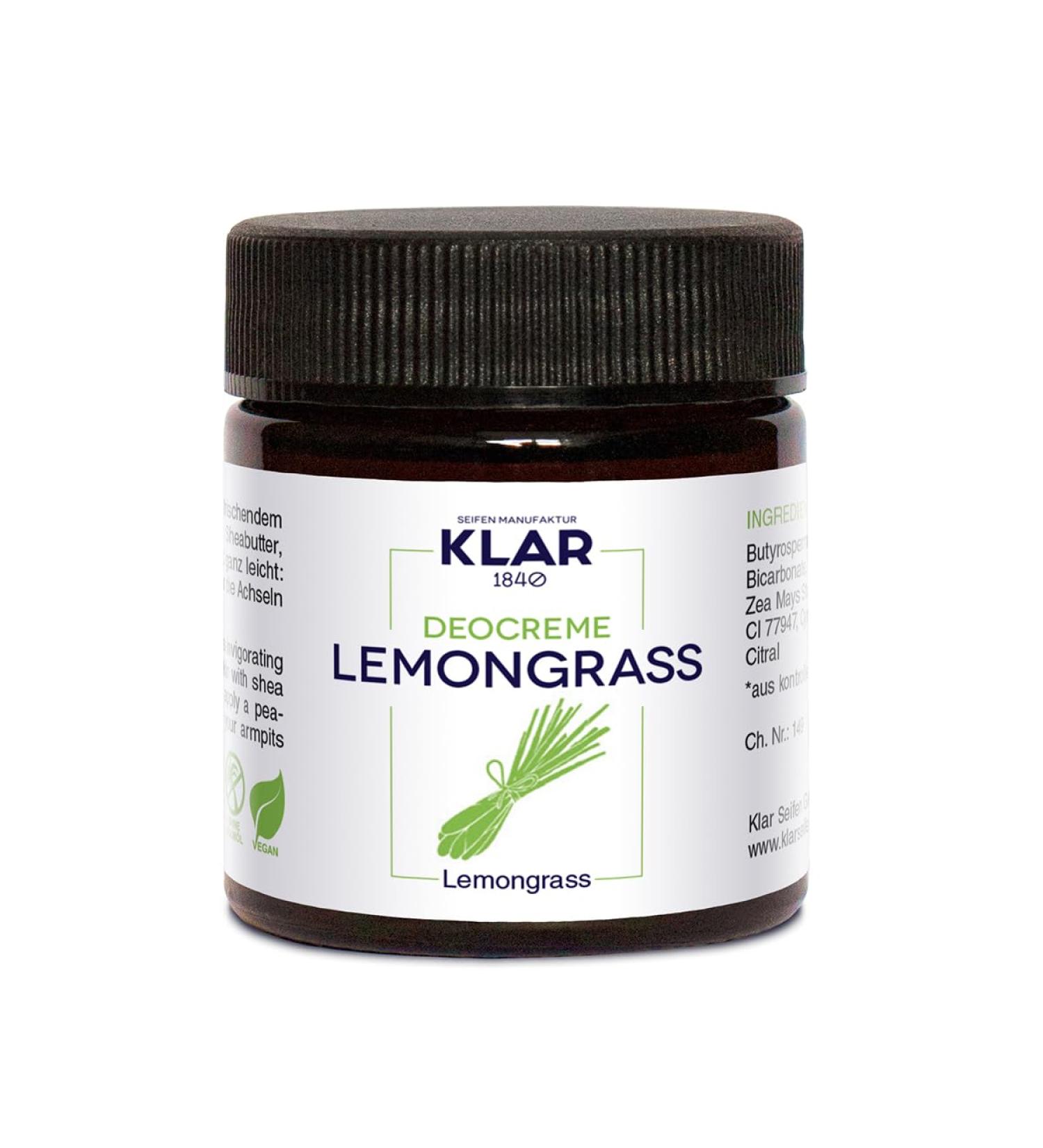  Klar Seifen Klar's Deocreme Lemongrass Deodorant Cream 30ml - Buy Online on GoSupps.com