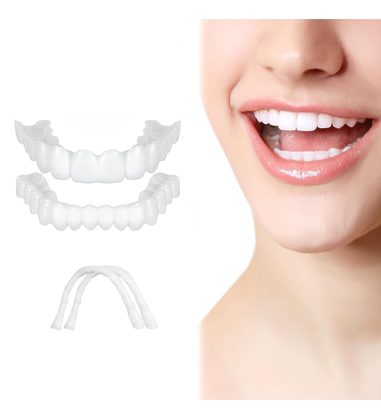 Wttfc 2 Pairs Dentures Temporary Denture Cosmetic Denture Temporary Dentures for Upper and Lower Jaw for Men and Women with Box - Buy Online on GoSupps.com