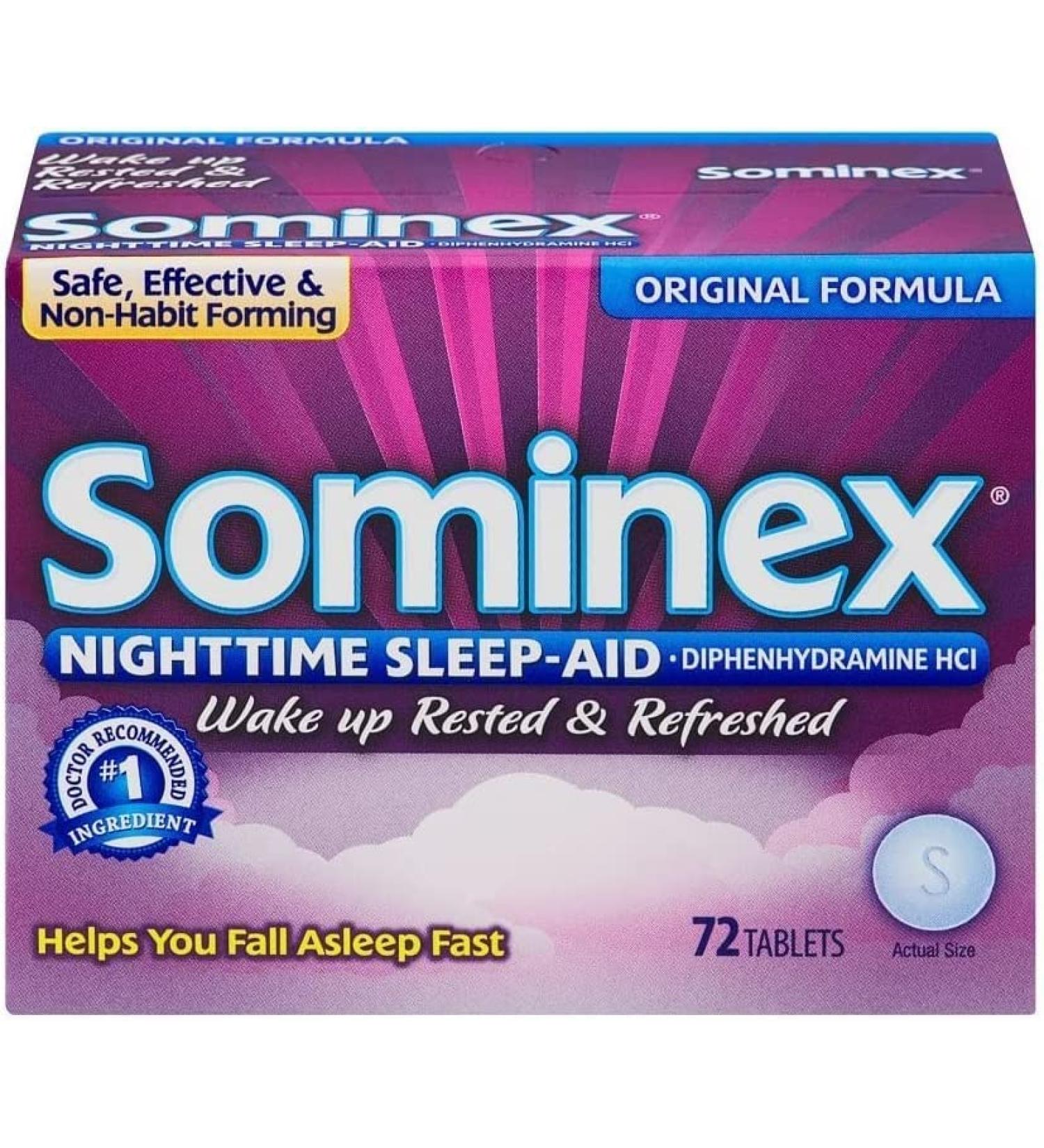 Buy Sominex Tablets - Nighttime Sleep Aid for Restful Sleep | 72 Tablets - Fast Worldwide Shipping - Buy Online on GoSupps.com