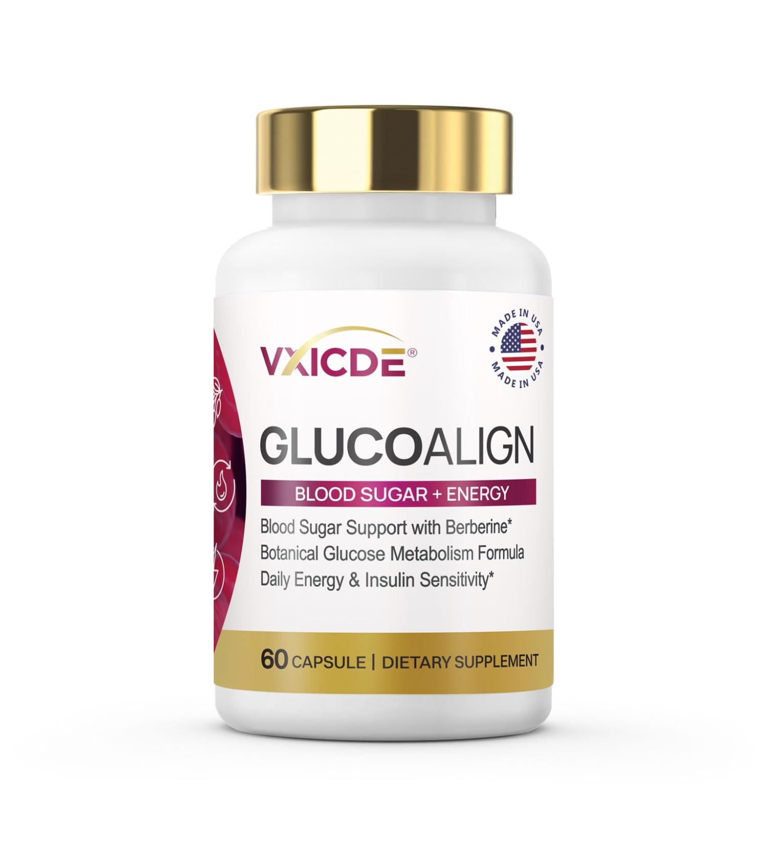 VXICDE GlucoAlign Botanical Glucose Metabolism Support with Berberine & Mulberry Leaf 60 Capsules