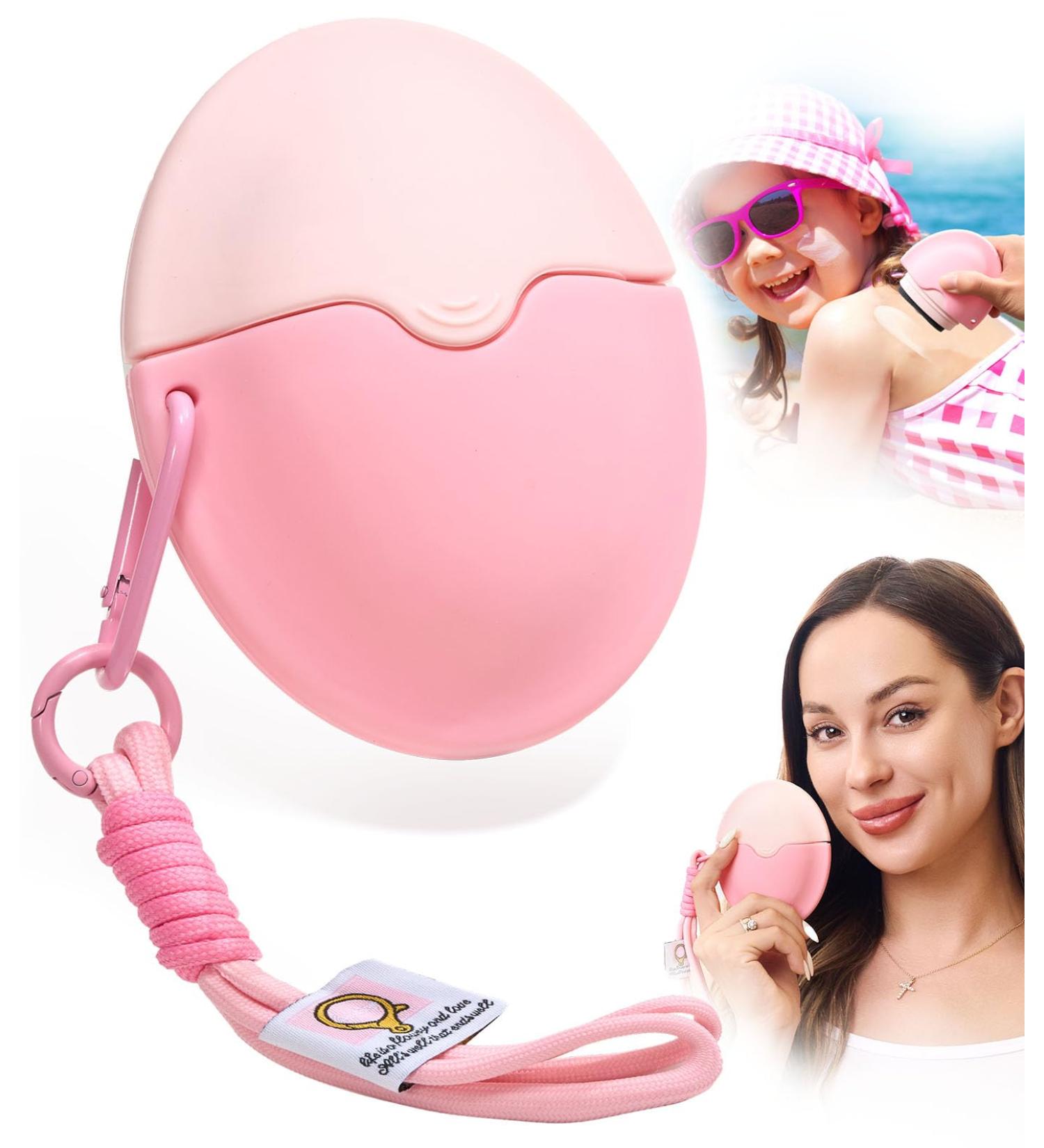 Sunscreen Applicator for Kids | Roll-On Sponge & Brush Set | Sunblock Buddy with Caps - Pink - Buy Online on GoSupps.com