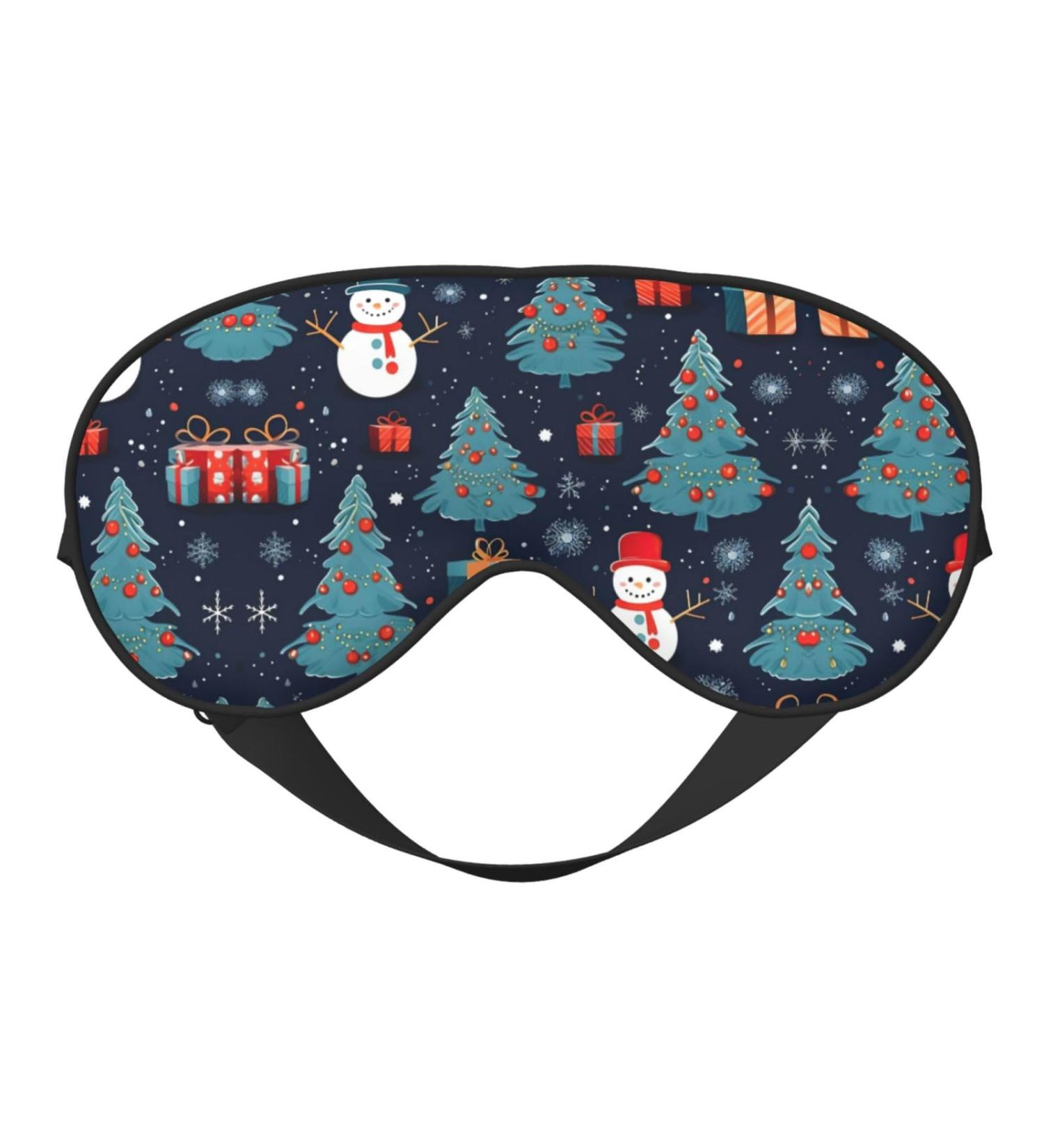 Blue Christmas Snowman Print Unisex Sleep Eye Mask | Soft Comfort Eye Shade for Travel Yoga & Shift Work - Buy Online on GoSupps.com