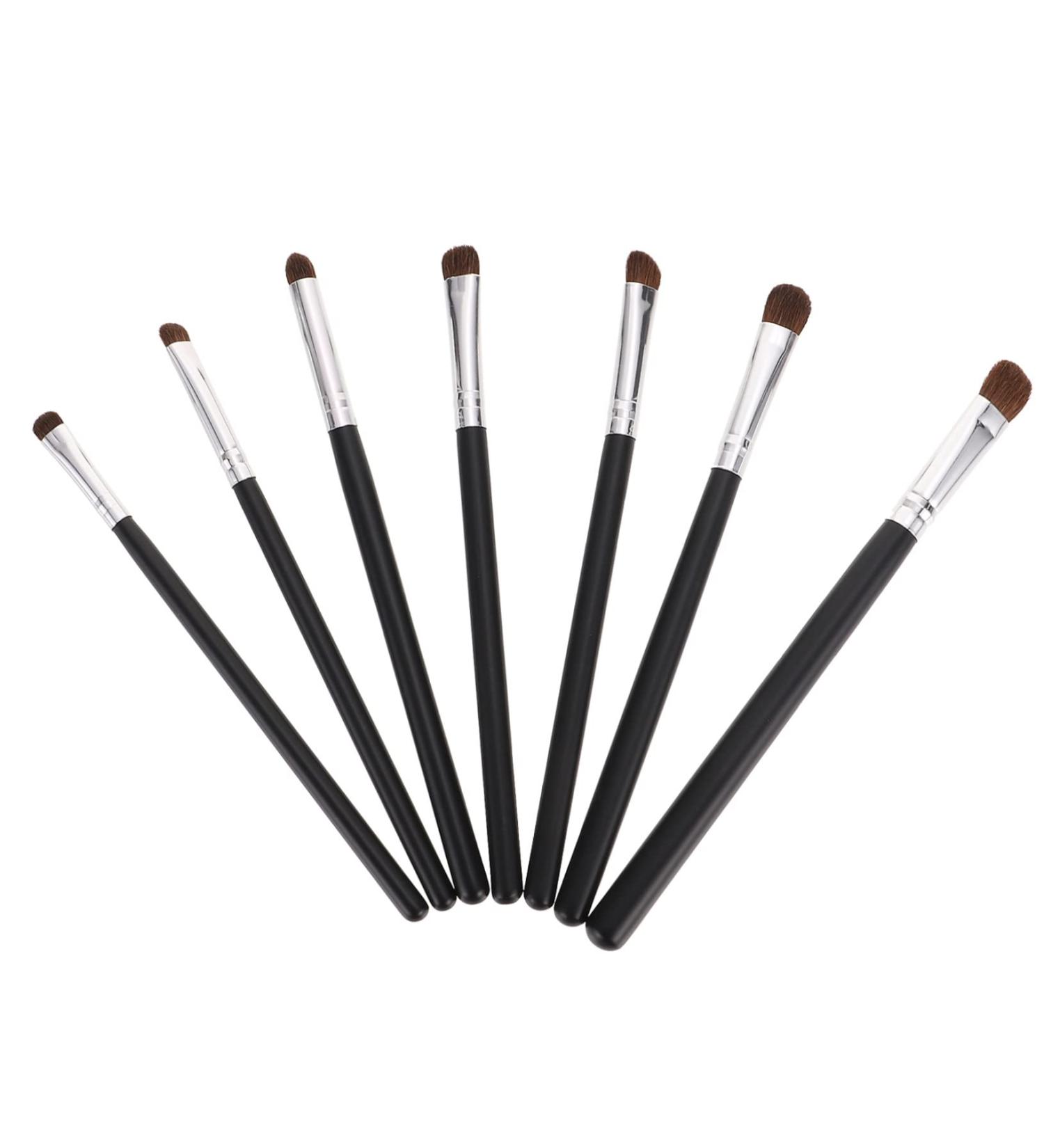 Healeved 7pcs Eyeshadow Daily Use Makeup Brush Horse Hair Concealer Brush Wood Black Lip Brush - Buy Online on GoSupps.com