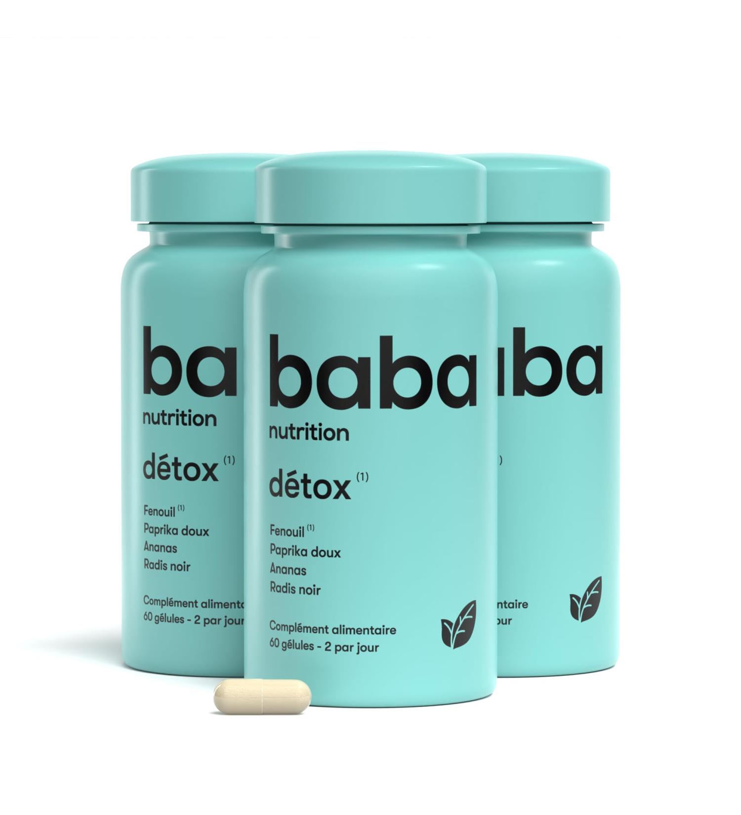 Baba Nutrition Detox Food Supplement | Complex 4 Plants to Improve Digestion & Bloating | Black Radish Pineapple Sweet Paprika Fennel | 180 Capsules - Buy Online on GoSupps.com