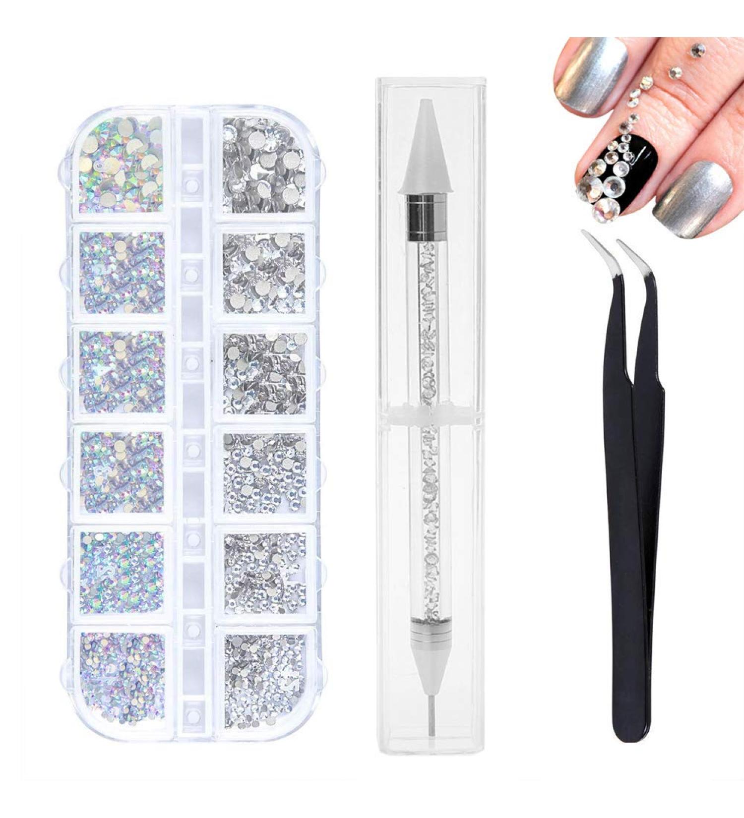 1440-Piece Crystal Rhinestones Set with Tweezers & Dotting Pen - Perfect for Nail Art DIY Crafts & Clothing Decoration - Buy Online on GoSupps.com