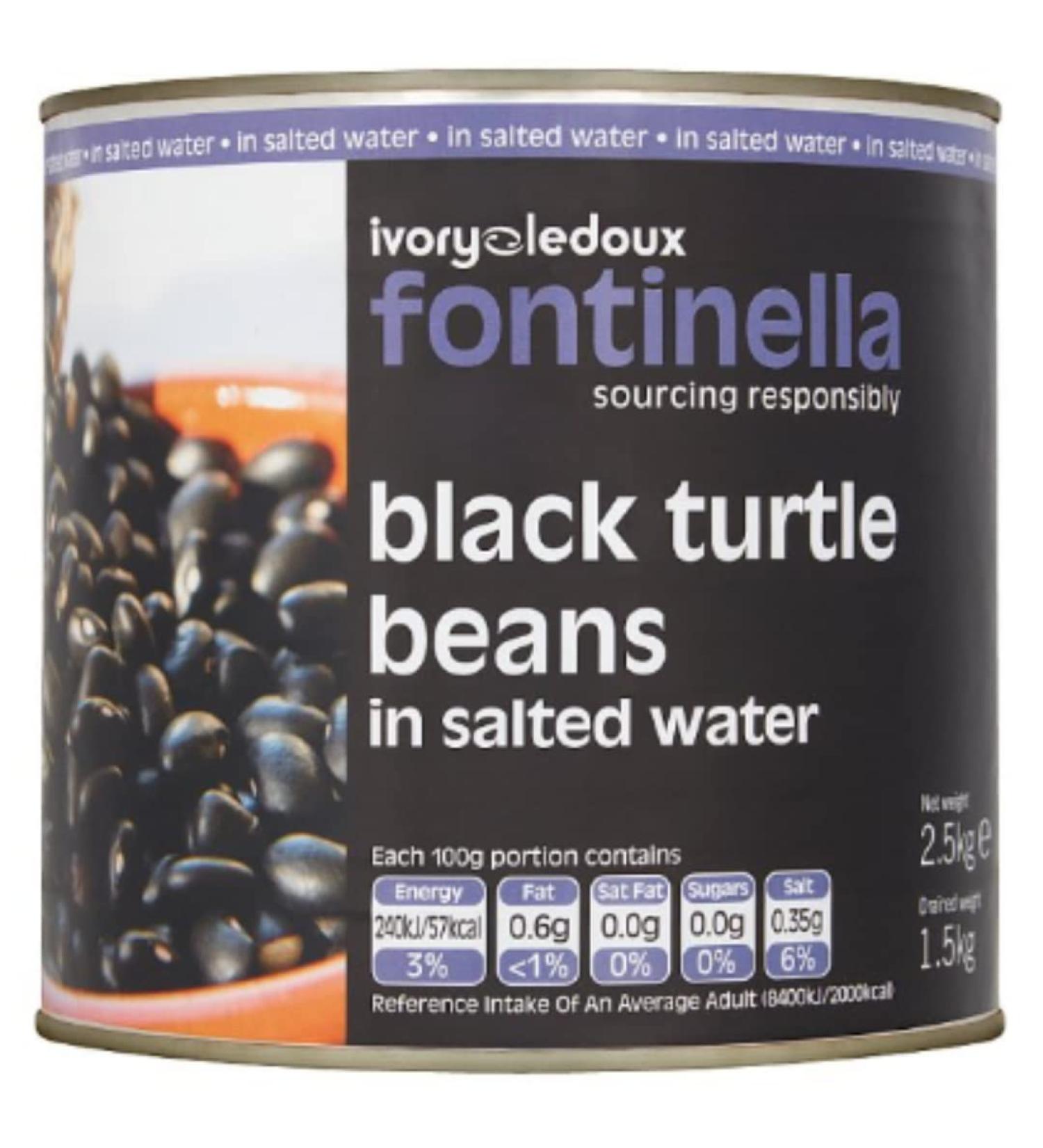 Ivorys Ledoux Fontinella Black Turtle Beans in Salted Water 2500g x 6 Black Turtle Beans in Salted Water 6