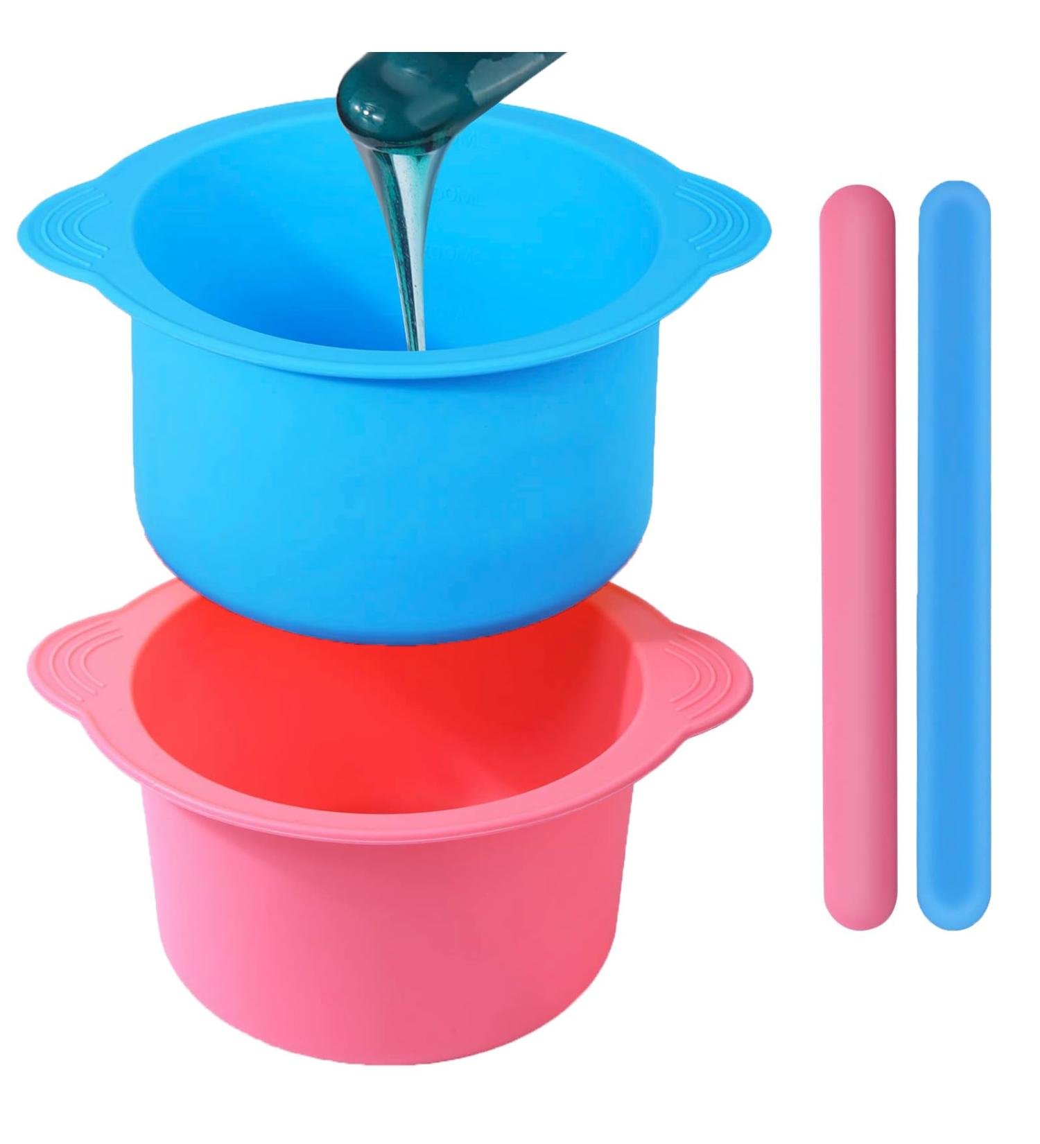 Silicone Wax Pot Insert Kit | Reuseable Liner & Spatulas | Hair Removal for Face & Underarms | Pink Blue - Buy Online on GoSupps.com
