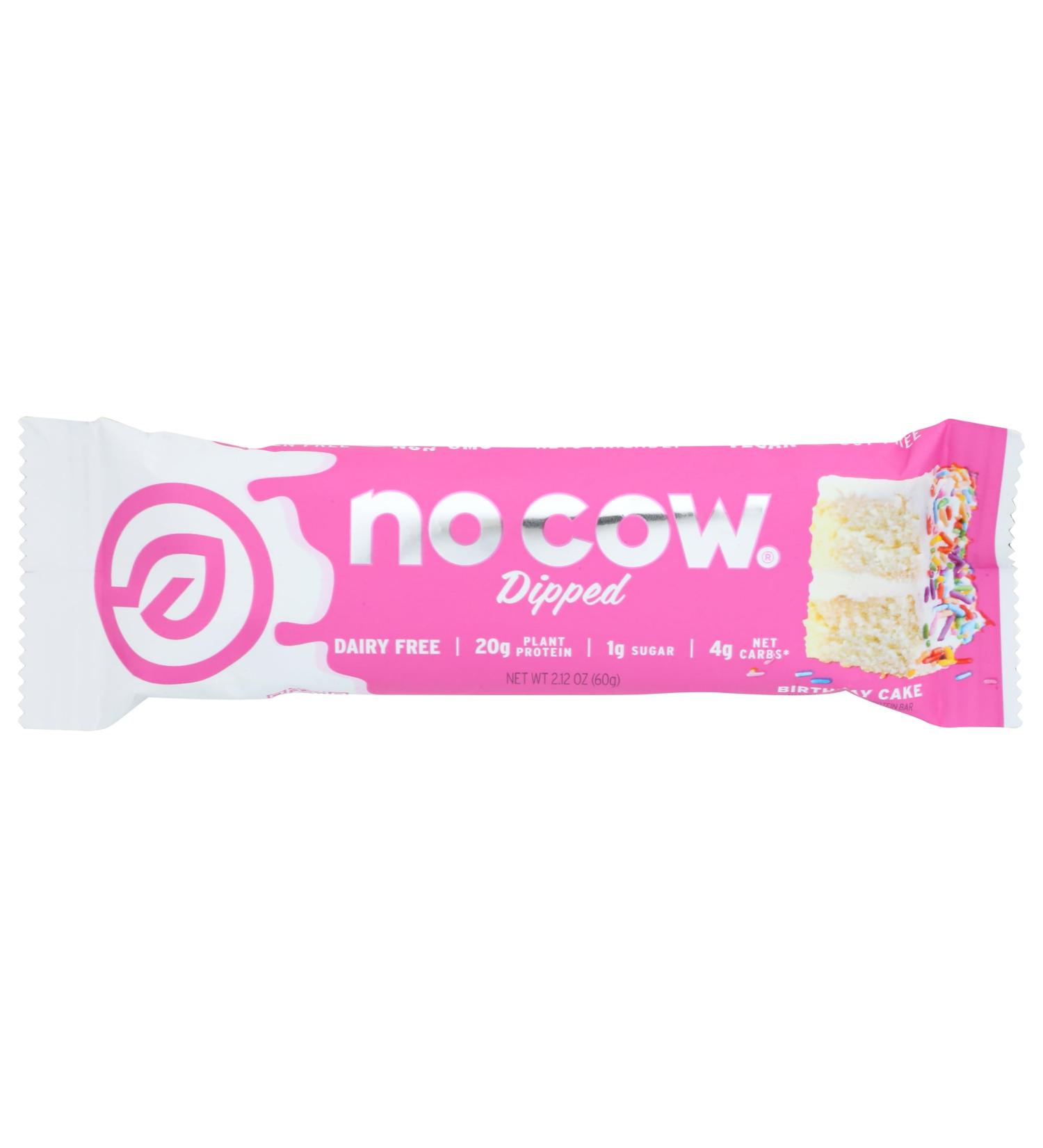 No Cow Protein Bars Birthday Cake 20g Plant Based Vegan Protein Keto Friendly Low Sugar Low Carb Low Calorie Gluten Free Naturally Sweetened Dairy Free Non GMO Kosher 1 Count - Buy Online on GoSupps.com
