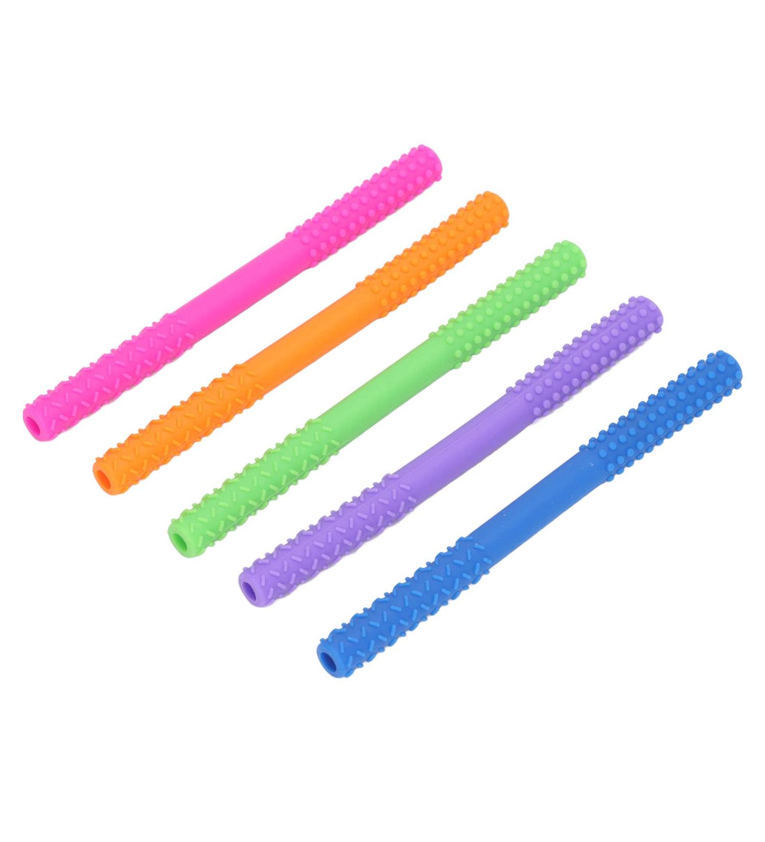 Soft Hollow Silicone Baby Teething Sticks 5Pcs for ADHD - Style 1 - Buy Online on GoSupps.com