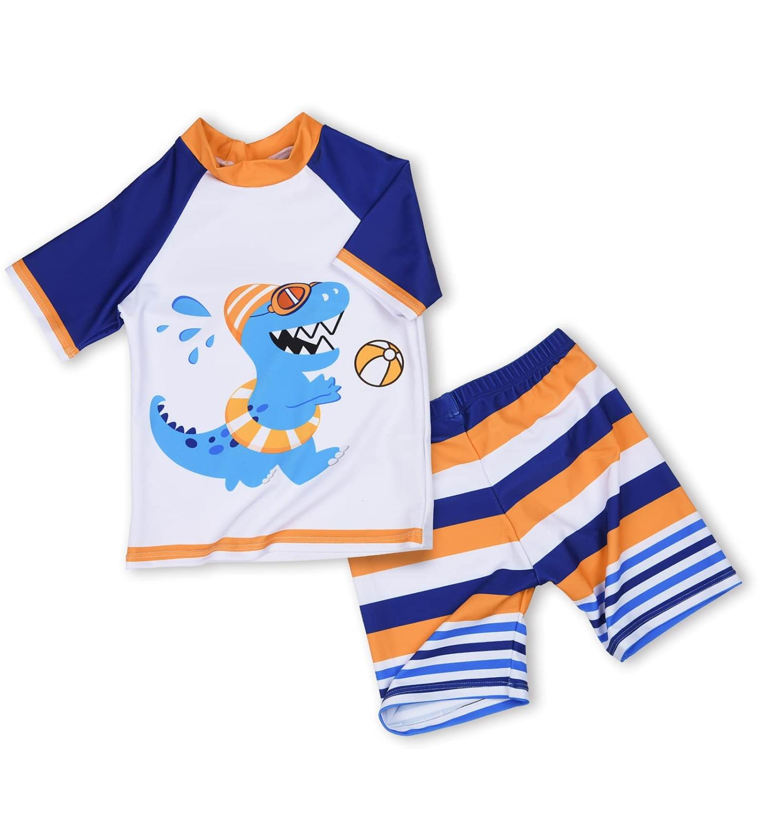 Buy AMZTM Baby Boys UV Protection Dinosaur Swim Set | White Swim Shorts & Swimwear for Kids - International Shipping Available - Buy Online on GoSupps.com