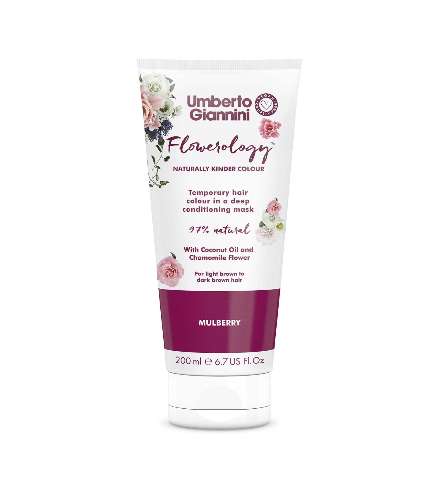 Umberto Giannini Flowerology Mulberry Temporary Hair Colour Mask 200ml - Vegan & Cruelty-Free - Buy Online on GoSupps.com