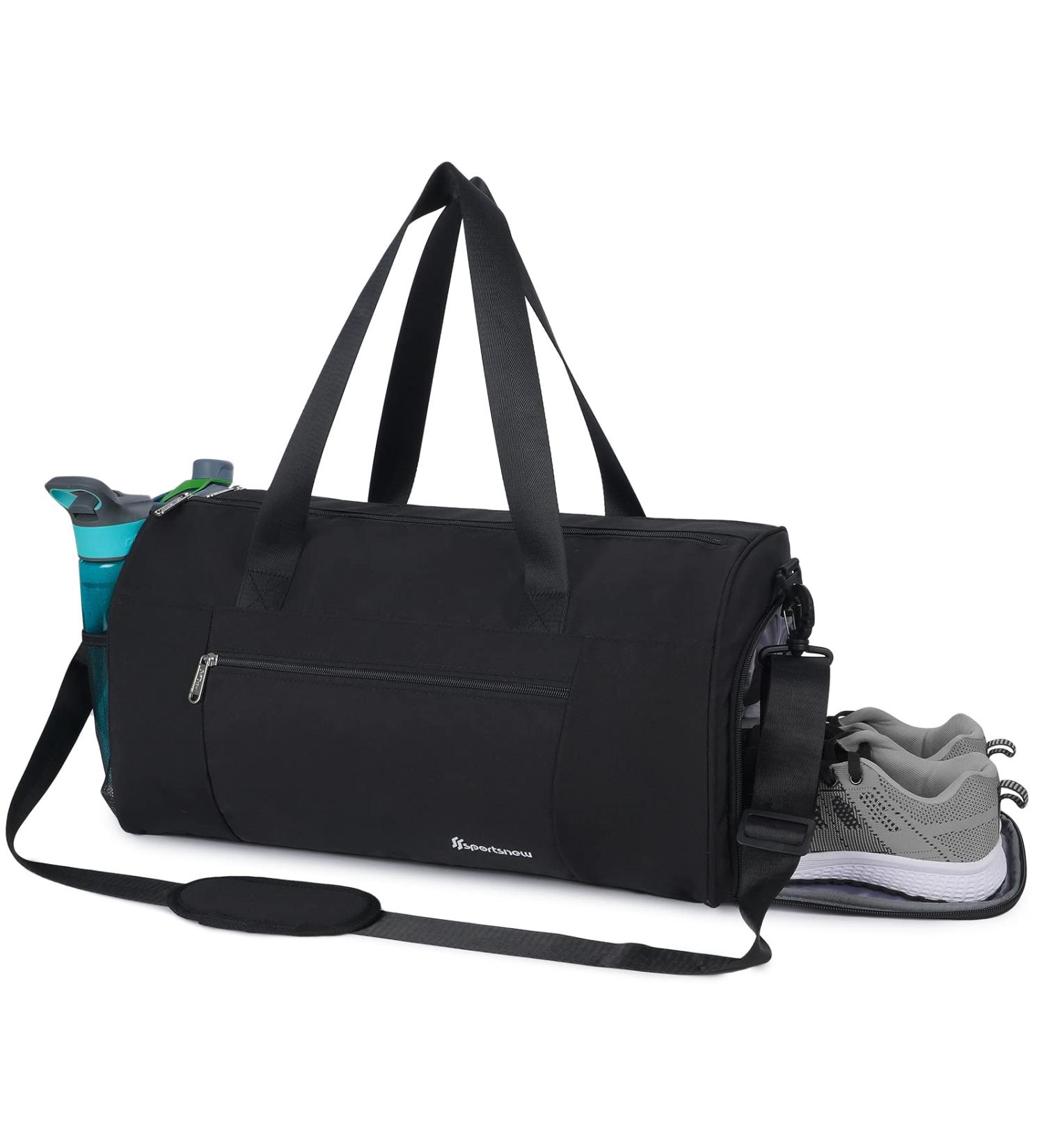 Sports Gym Bag with Wet Pocket & Shoe Compartment for Men and Women - Black (Front Pocket-New Version) | One Size - Buy Online on GoSupps.com