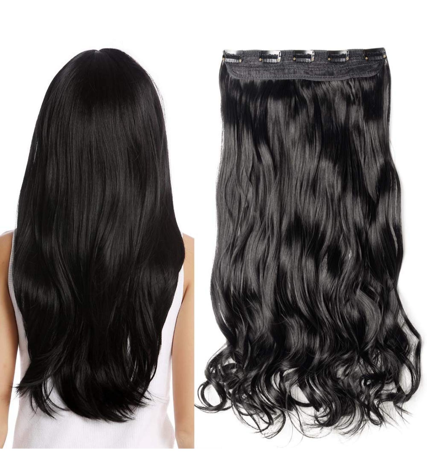 Buy Tess Clip-In Extensions 60 cm - Black Synthetic Hair with 5 Clips for Women | International Shipping Available - Buy Online on GoSupps.com