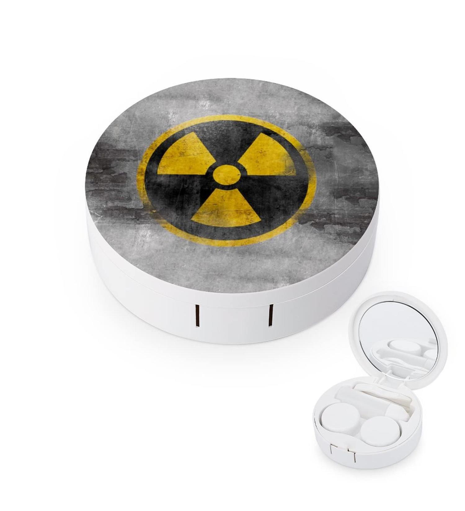 Nuclear Reactor Symbol Round Case For Contact Lens Kit Storage Box with Mirror Printed - Buy Online on GoSupps.com