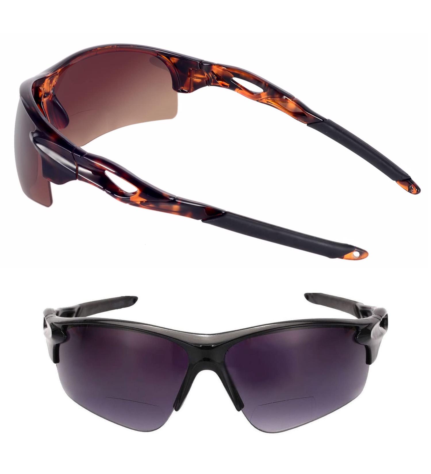 2 Pairs The Athlete Precision Sport Wrap Bifocal Reading Sunglasses Black/Tortoise - 1.5x - Buy Online on GoSupps.com