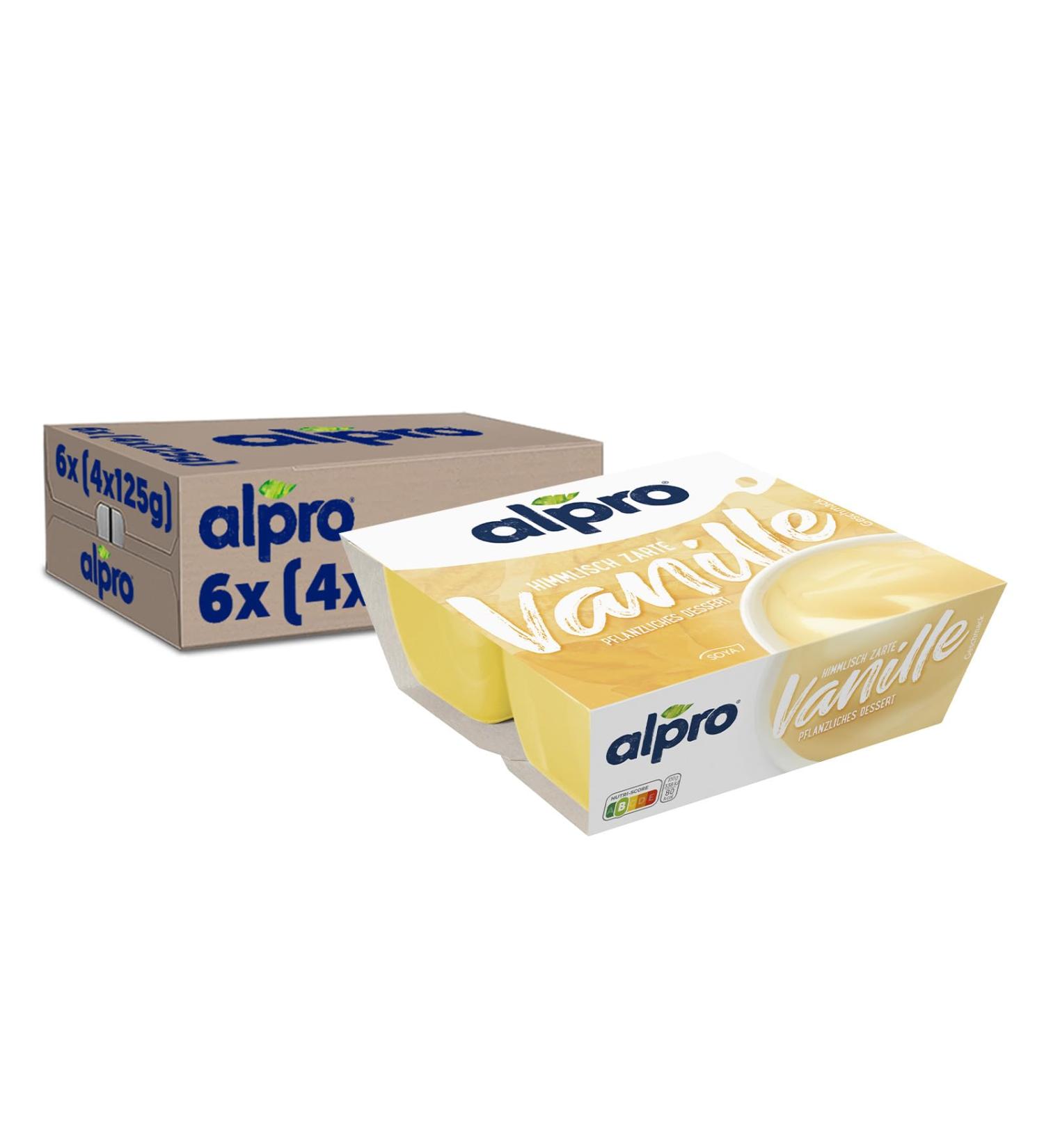 Alpro Soya Dessert Fine Vanilla - Vegan Lactose-Free & Gluten-Free UHT - 6x (4x125g) Pack | International Shipping - Buy Online on GoSupps.com
