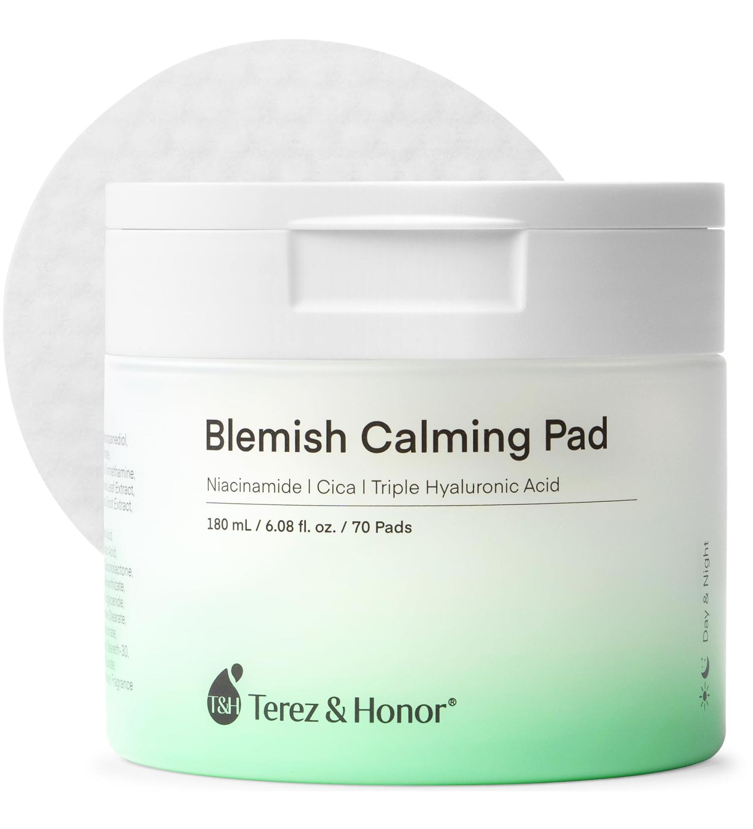 Blemish Calming Toner Pads - Korean Facial Cotton Pads with Madecassoside Cica Niacinamide & Hyaluronic Acid for Redness Relief & Hydration | 180 Pads + 5mL Bonus - Buy Online on GoSupps.com