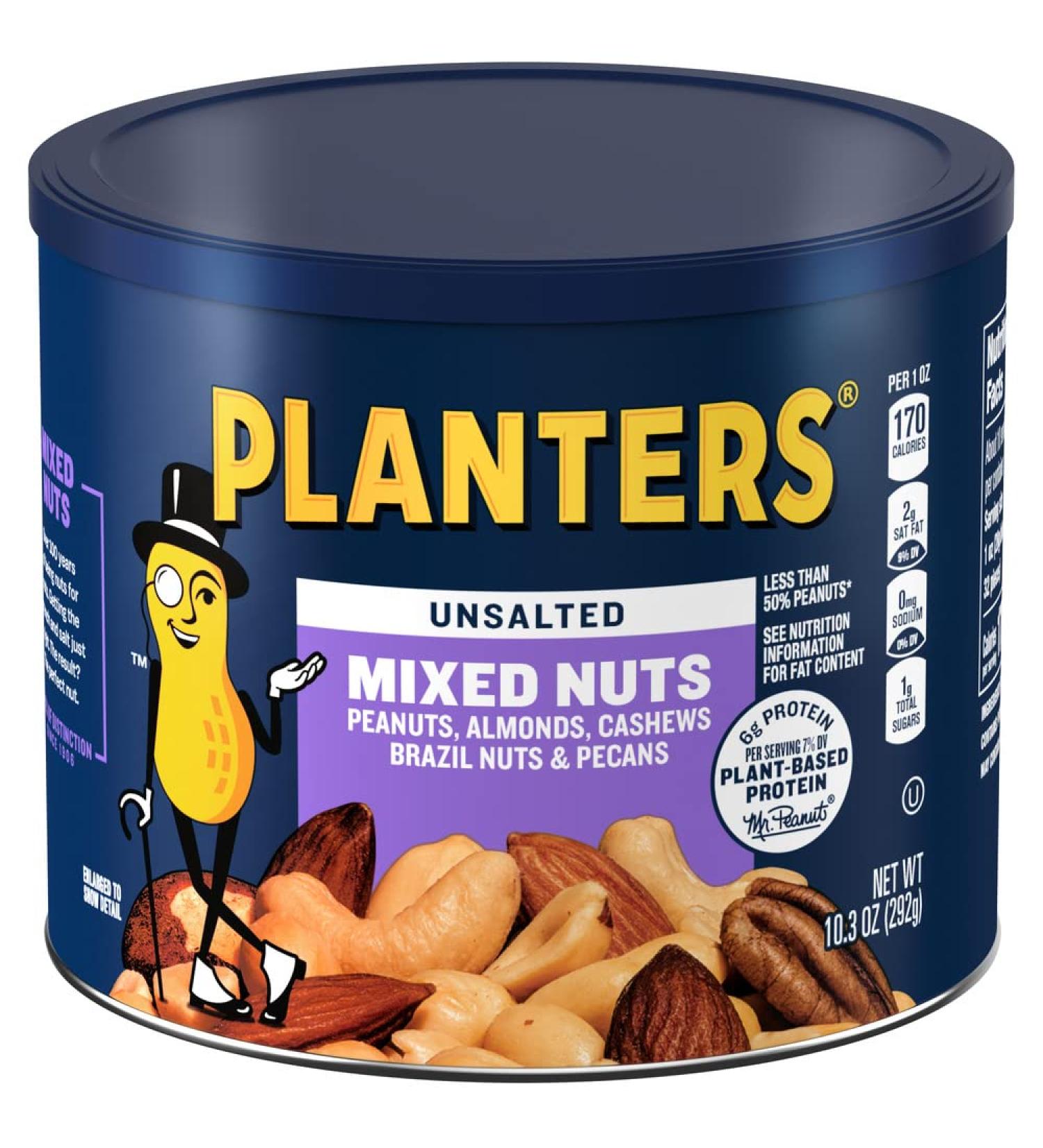 Planters Unsalted Roasted Mixed Nuts 10.3 oz - Healthy Snack Option - Buy Online on GoSupps.com