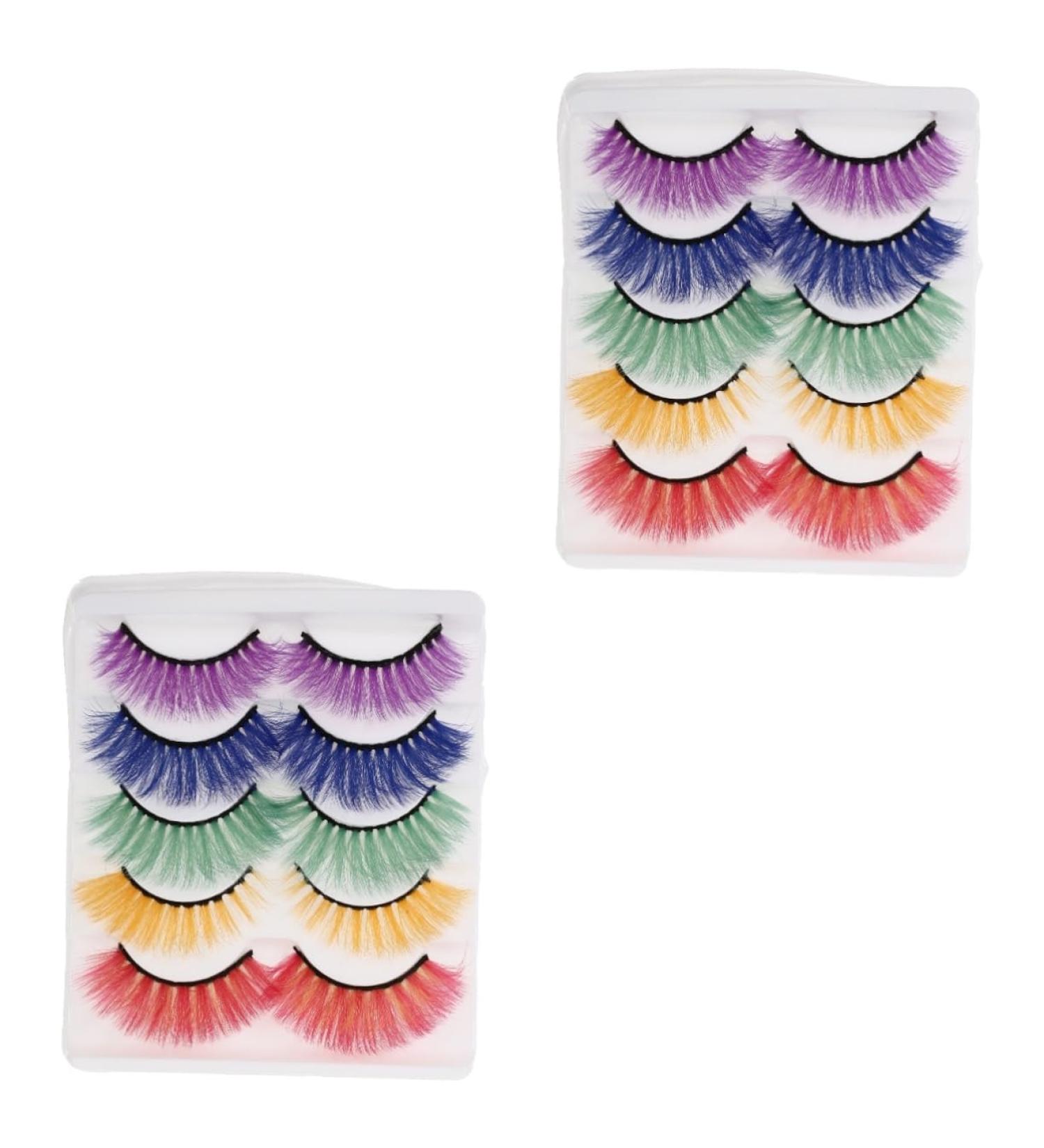 FRCOLOR 10 Pairs Fake Eyelashes Halloween Makeup Eyelashes Strip Lashes Colorful Fake Eyelash Lashes with Color Halloween Party Fake Eyelash Baby Make up 3d Imitation - Buy Online on GoSupps.com