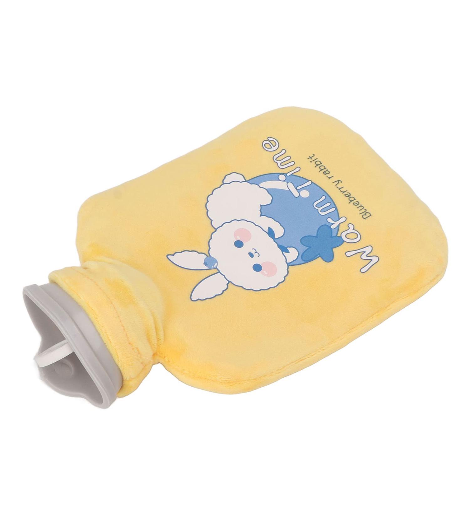 Soft Plush Heat Bottle - Cozy Yellow Hare Cover Warm & Durable Rubber for Hands Feet & Stomach Relief - Buy Online on GoSupps.com