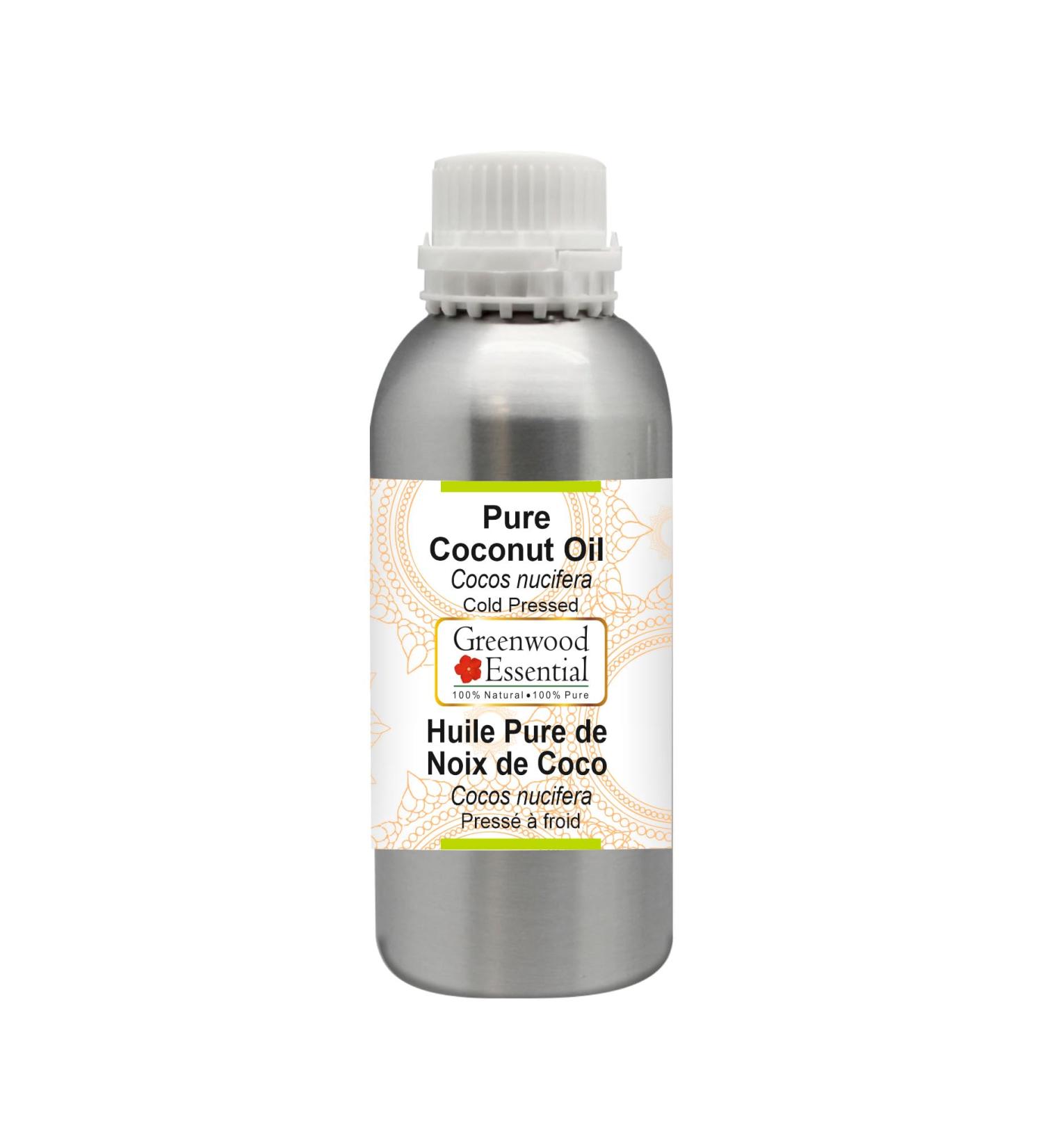 Buy Greenwood Essential Pure Coconut Oil 300ml - Cold Pressed & Therapeutic Grade - 100% Natural Cocos Nucifera for Cooking & Skincare - Buy Online on GoSupps.com