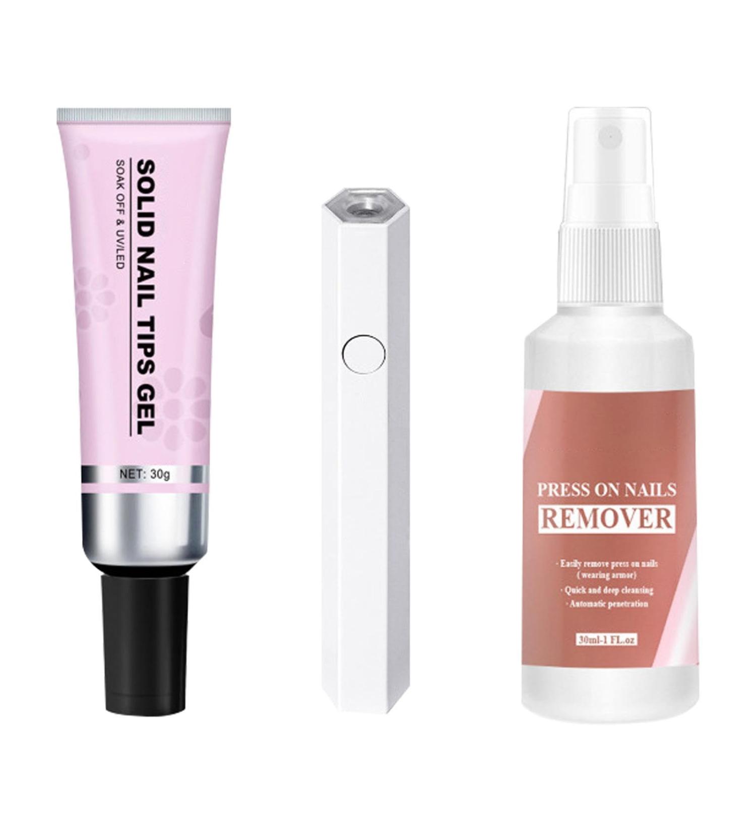 Mihauuke Solid Nail Glue Gel Solid Soak Off Glue - Long Lasting Adhesive Solid Rhinestone Glue With Remover And Curing Lamp For Acrylic Nails Extension - Buy Online on GoSupps.com
