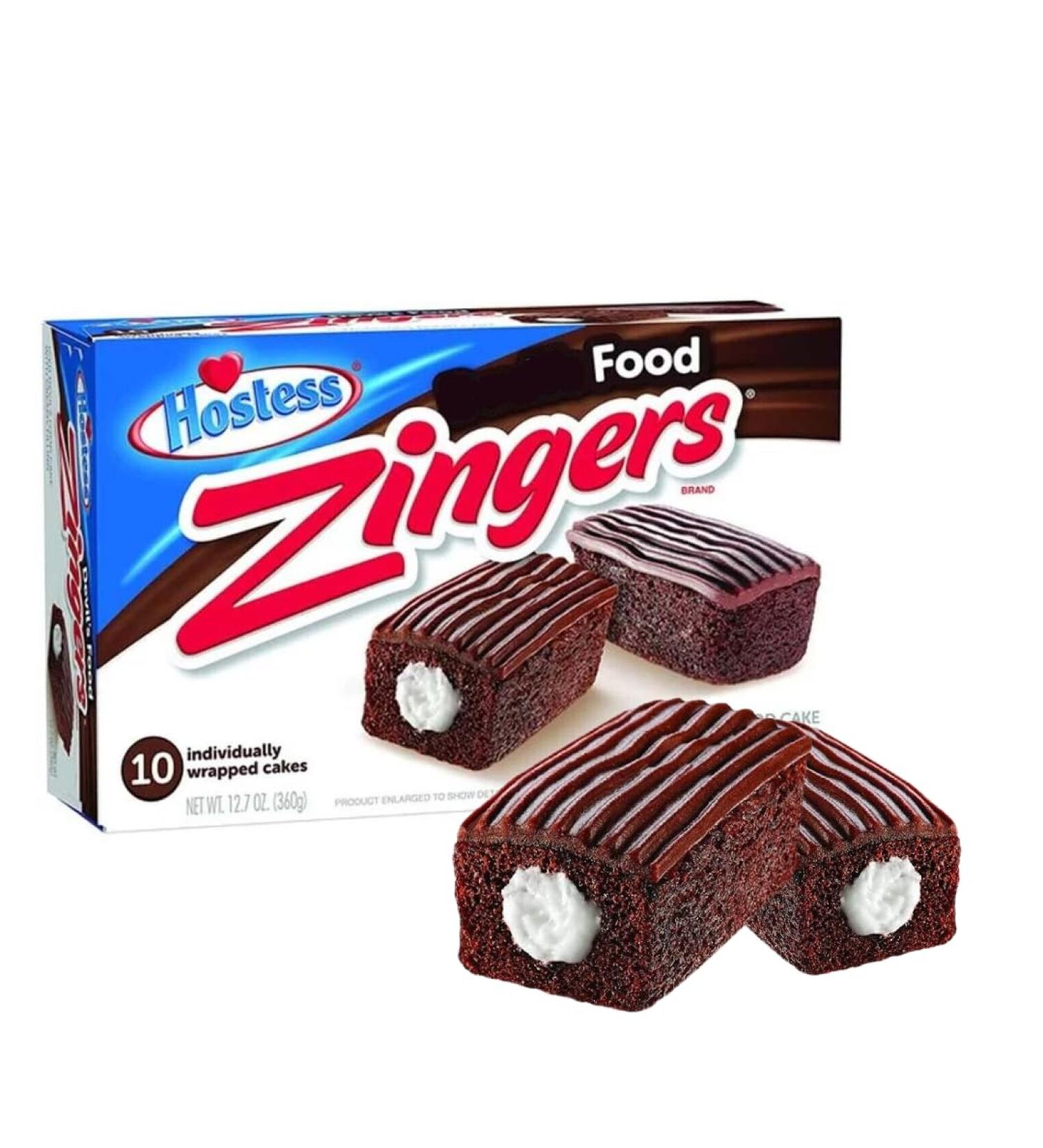 Buy HOSTESS Zingers - Iced Chocolate Cake with Cream Filling - 10 Piece 360g Pack | International Shipping & Heartforcards Protection - Buy Online on GoSupps.com